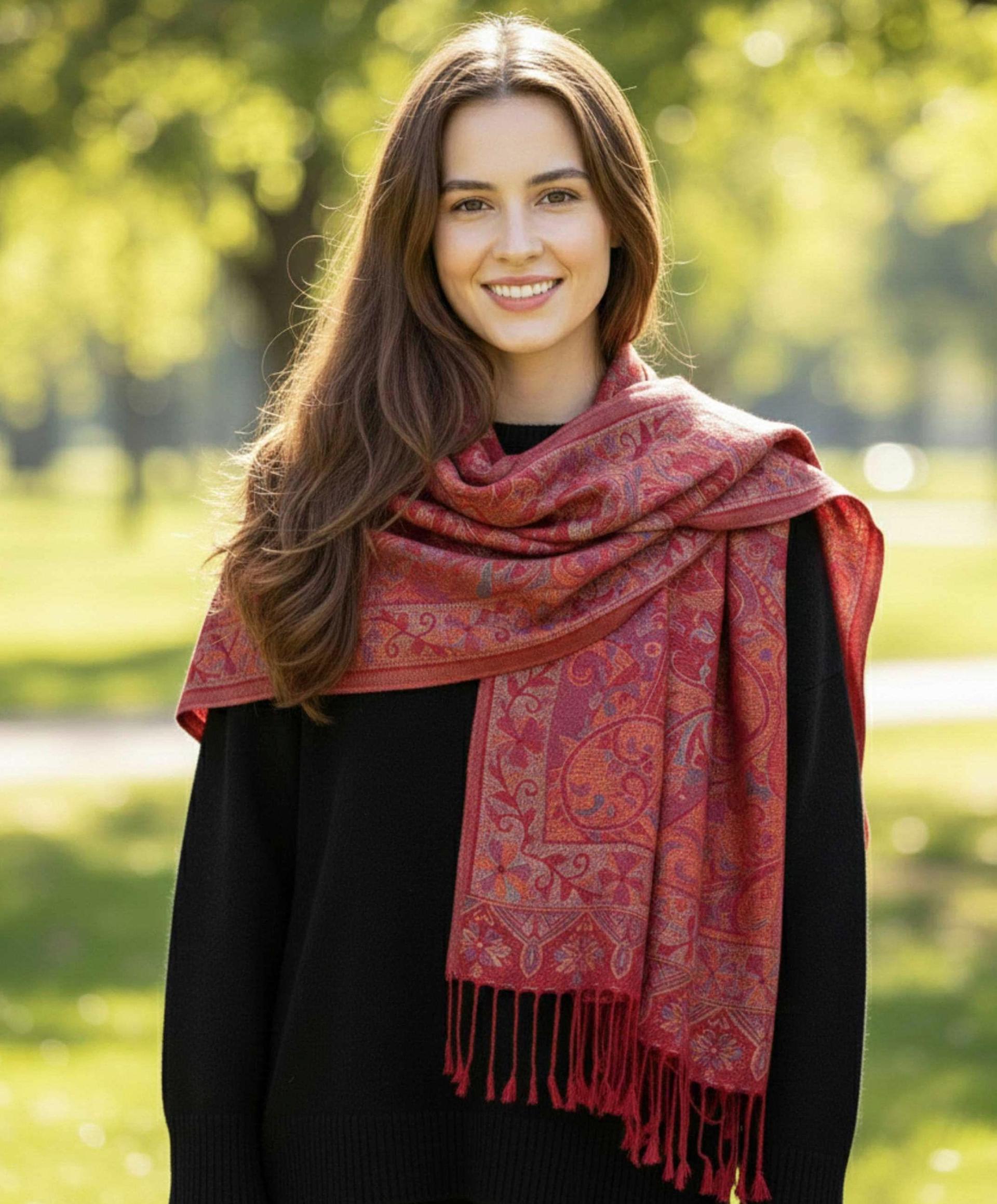 Reversible Soft Pashmina Shawl & Scarf for Women, Jacquard Brocade, Shawl, Sarong or Head Wraps