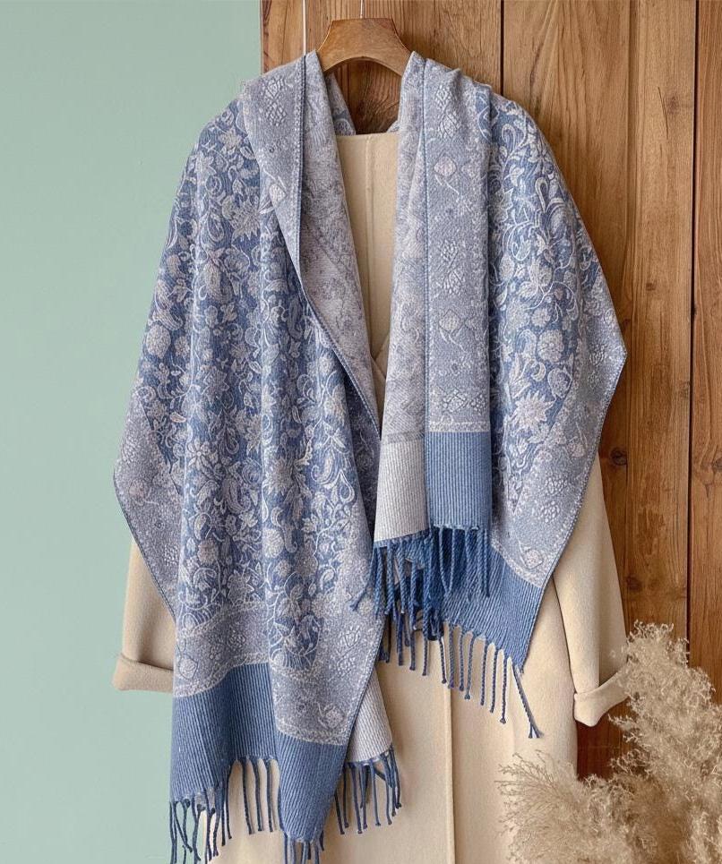 Reversible Soft Pashmina Shawl & Scarf for Women, Jacquard Brocade, Shawl, Sarong or Head Wraps