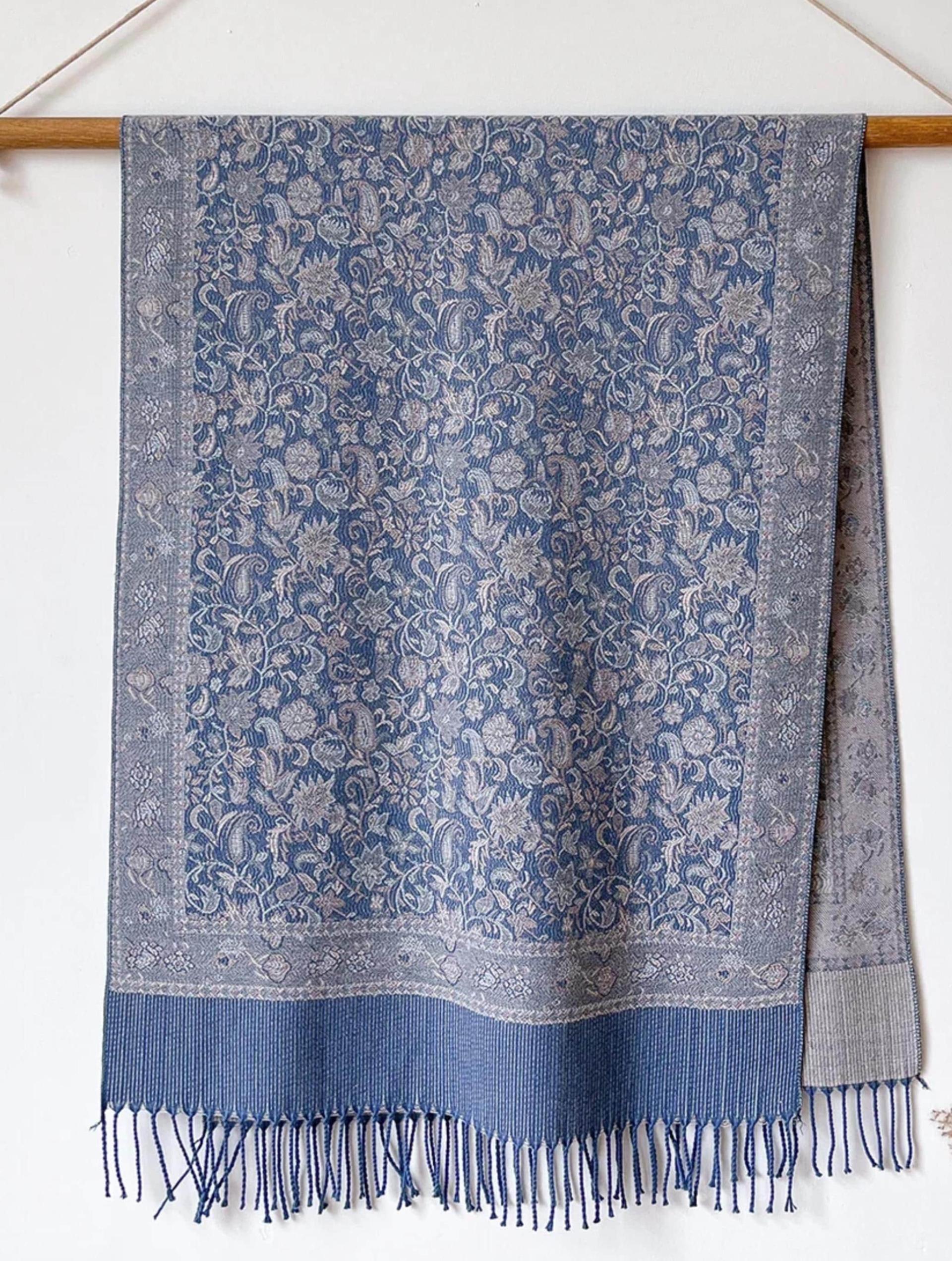 Reversible Soft Pashmina Shawl & Scarf for Women, Jacquard Brocade, Shawl, Sarong or Head Wraps