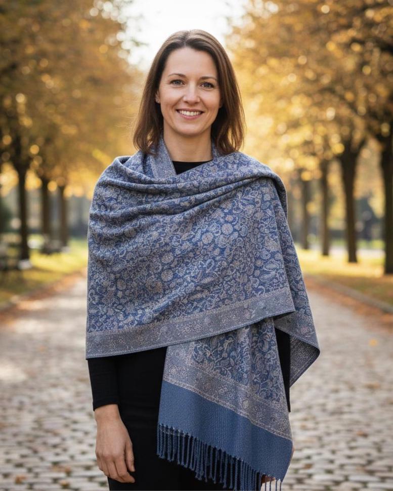 Reversible Soft Pashmina Shawl & Scarf for Women, Jacquard Brocade, Shawl, Sarong or Head Wraps