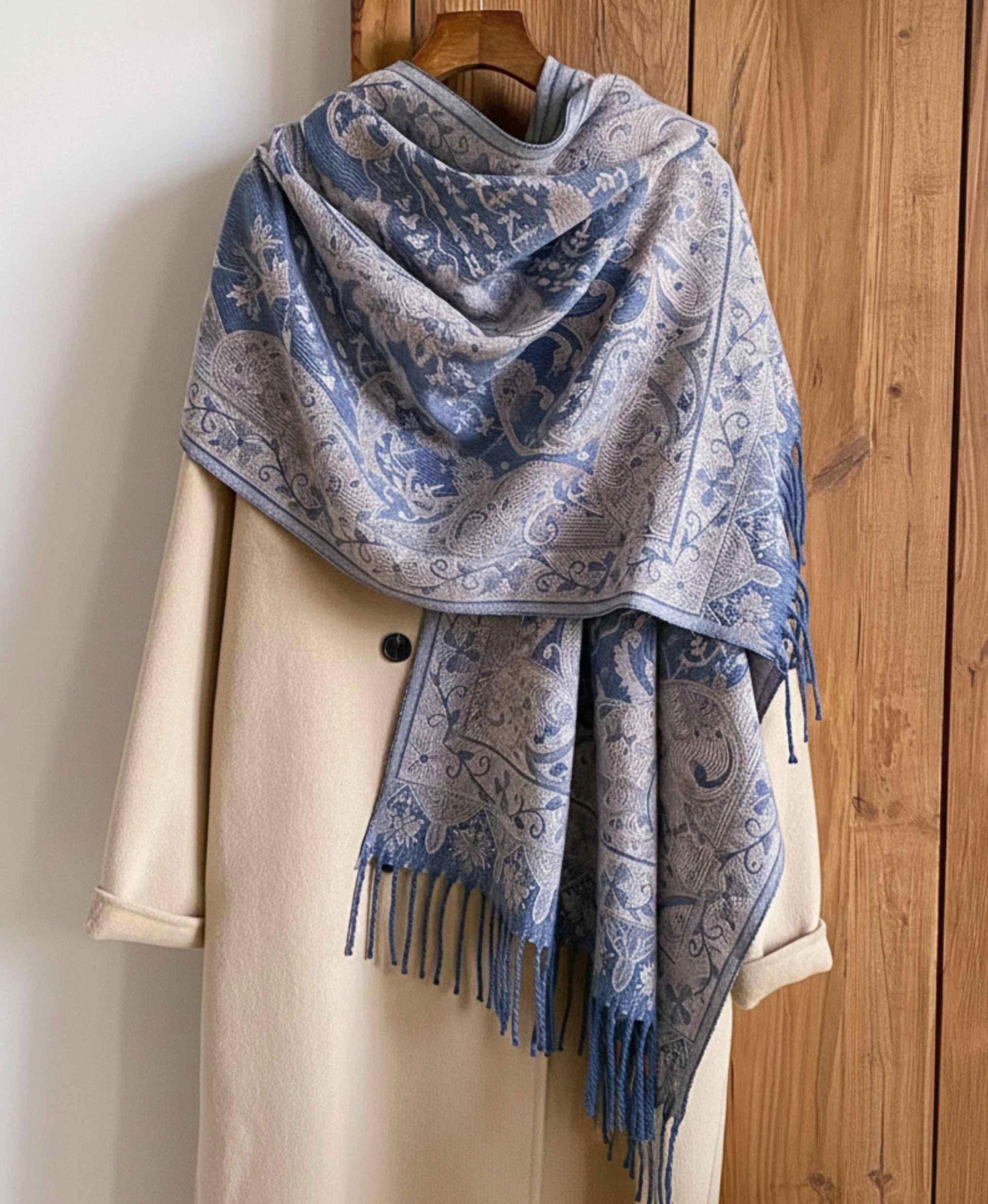 Reversible Soft Pashmina Shawl & Scarf for Women, Jacquard Brocade, Shawl, Sarong or Head Wraps