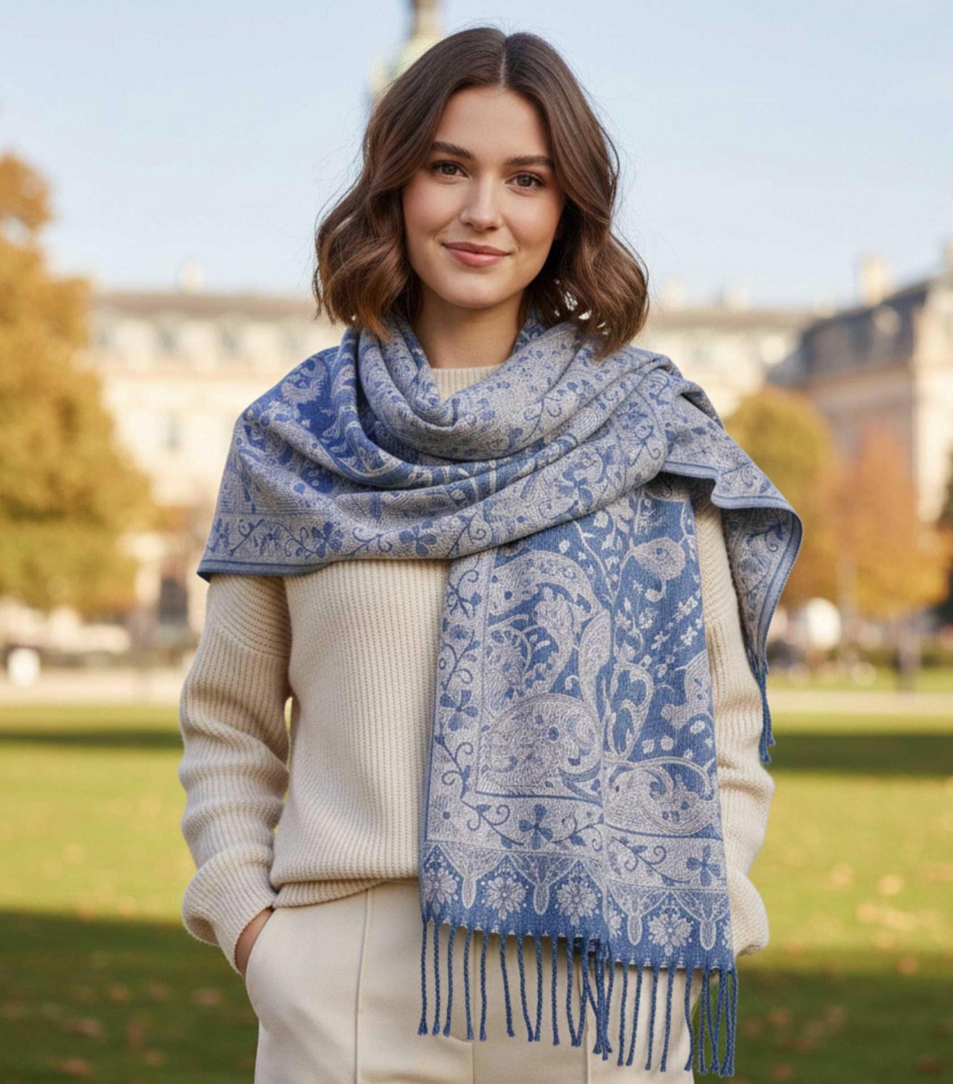 Reversible Soft Pashmina Shawl & Scarf for Women, Jacquard Brocade, Shawl, Sarong or Head Wraps