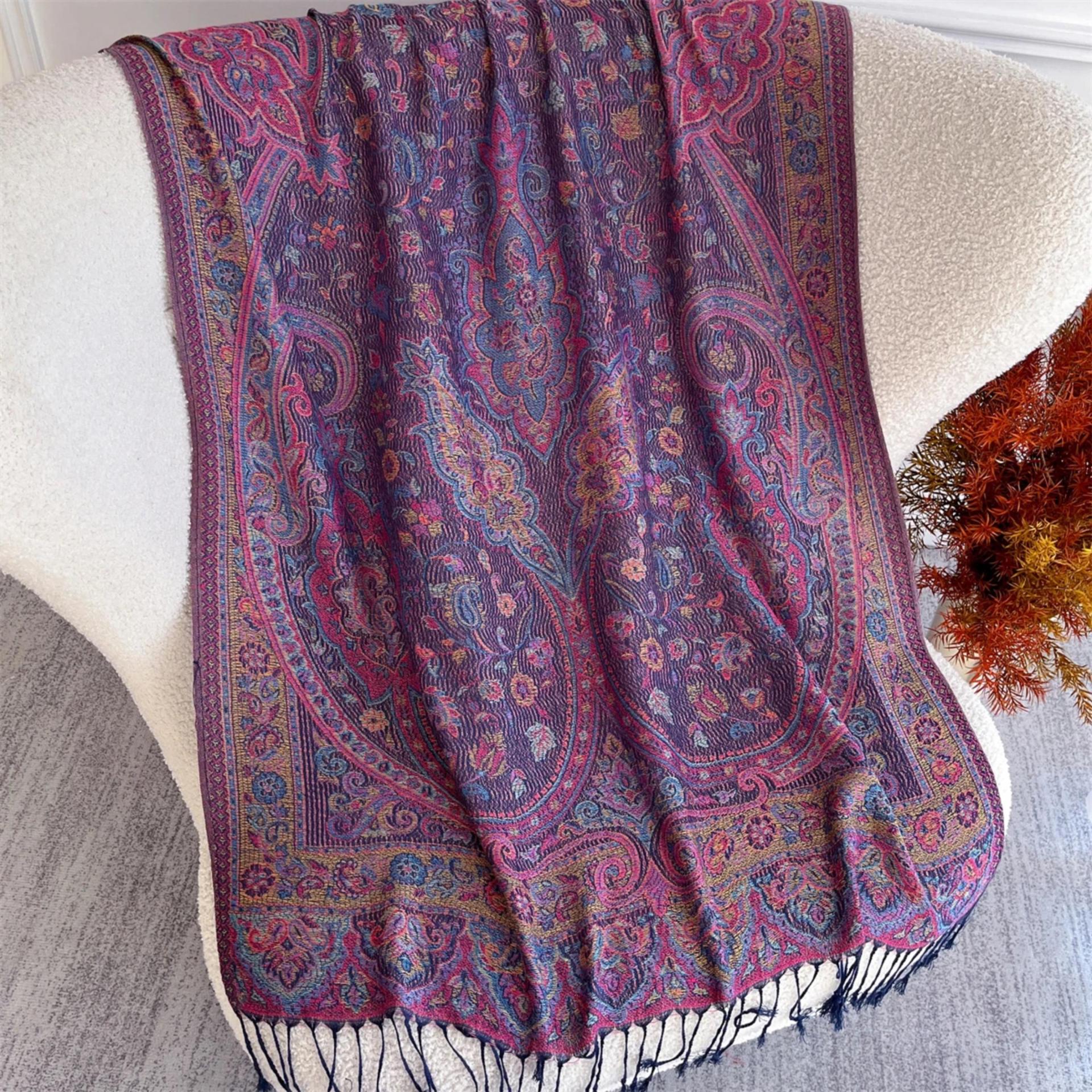 Soft Pashmina Shawl & Scarf for Women, Jacquard Brocade, Shawl, Sarong or Head Wraps