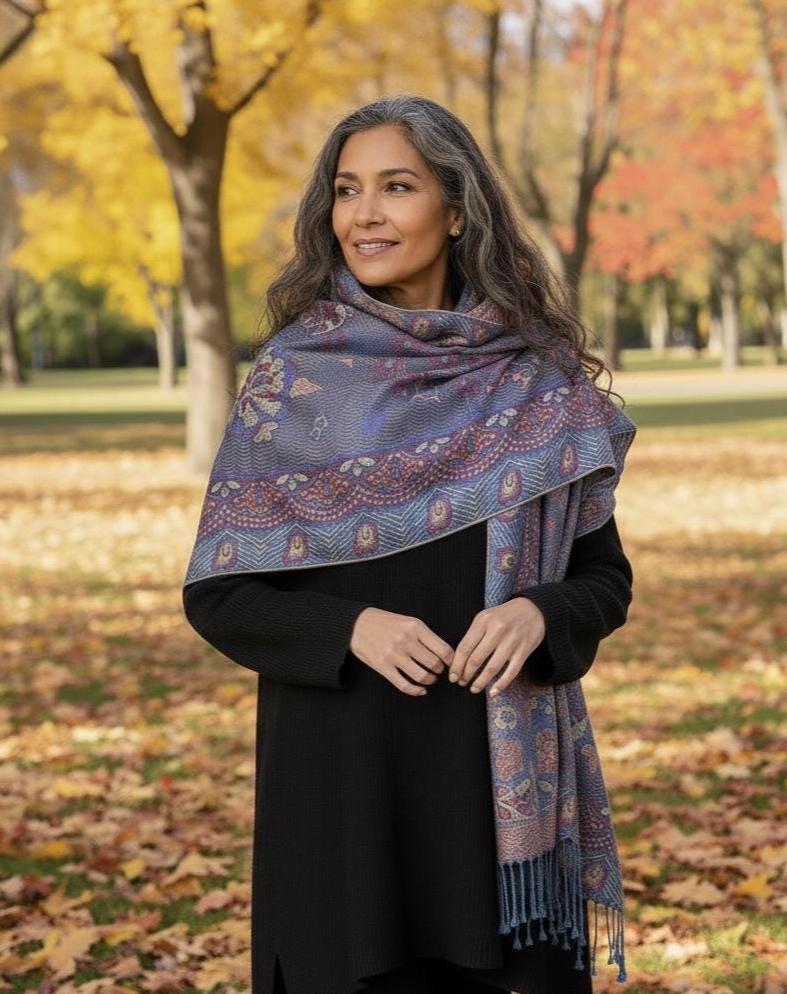 Soft Pashmina Shawl & Scarf for Women, Jacquard Brocade, Shawl, Sarong or Head Wraps