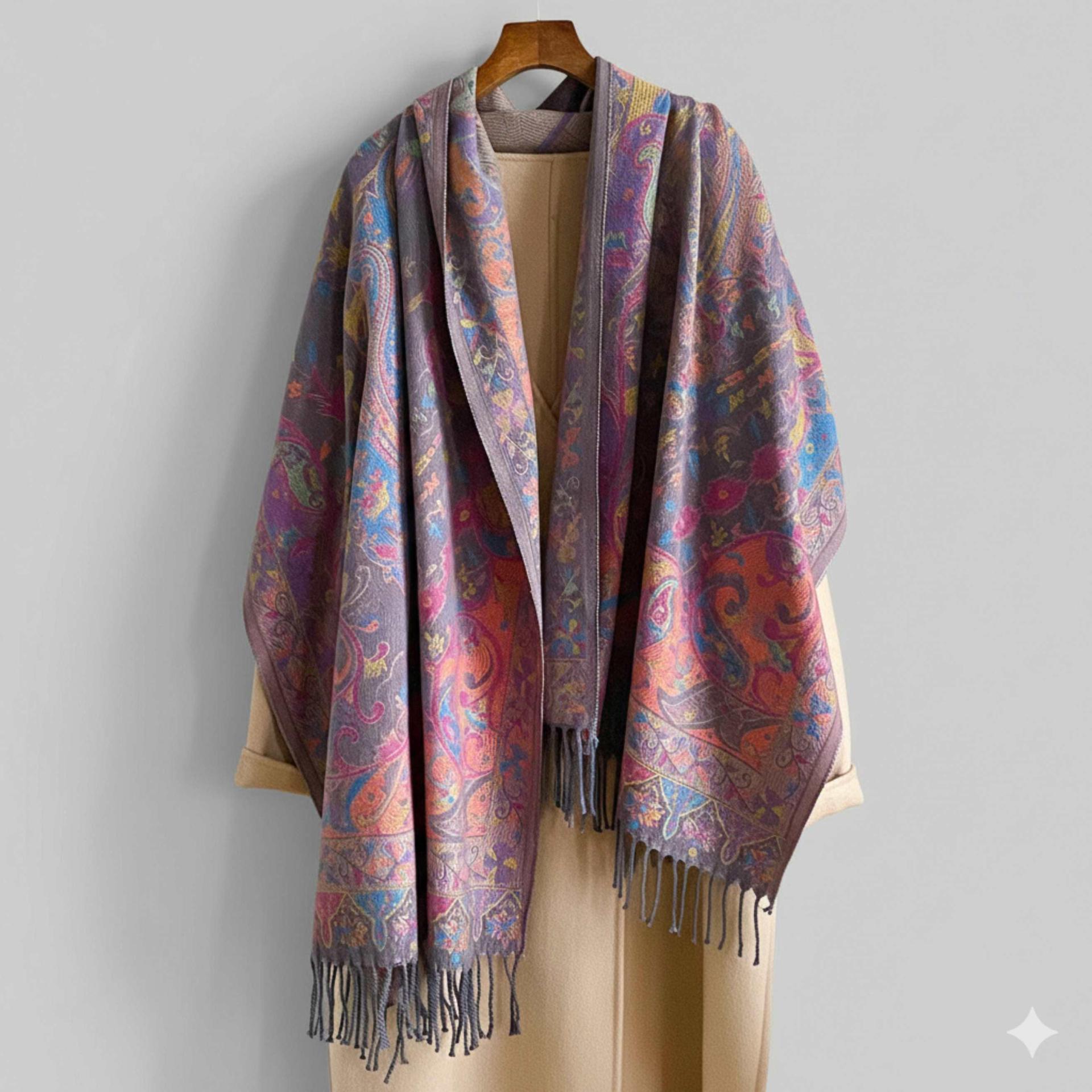 Soft Pashmina Shawl & Scarf for Women, Jacquard Brocade, Shawl, Sarong or Head Wraps