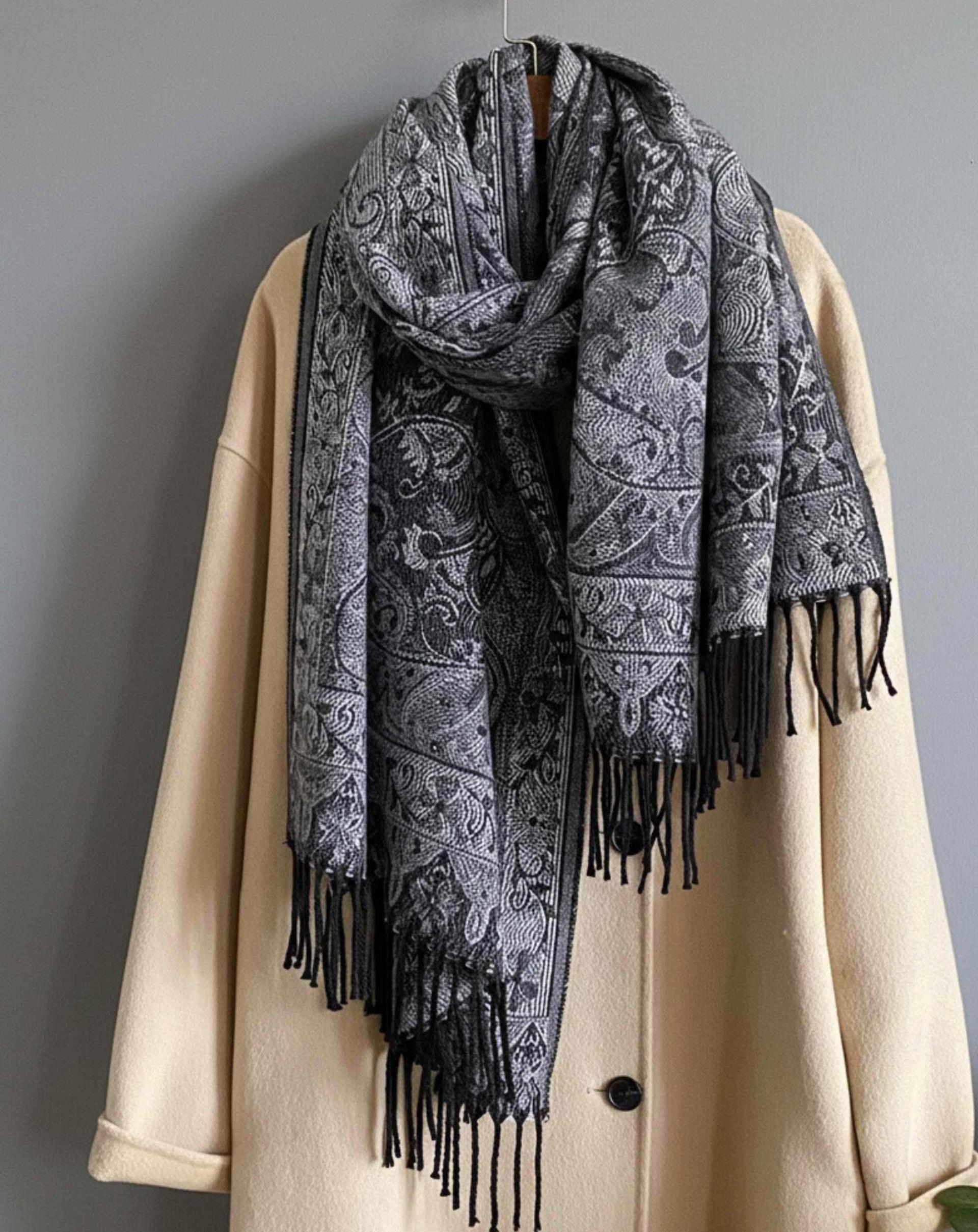 Reversible Soft Pashmina Shawl & Scarf for Women, Jacquard Brocade, Shawl, Sarong or Head Wraps