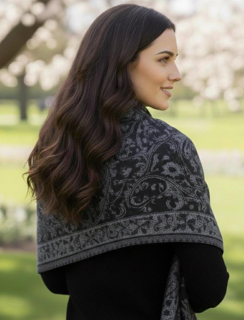 Reversible Soft Pashmina Shawl & Scarf for Women, Jacquard Brocade, Shawl, Sarong or Head Wraps