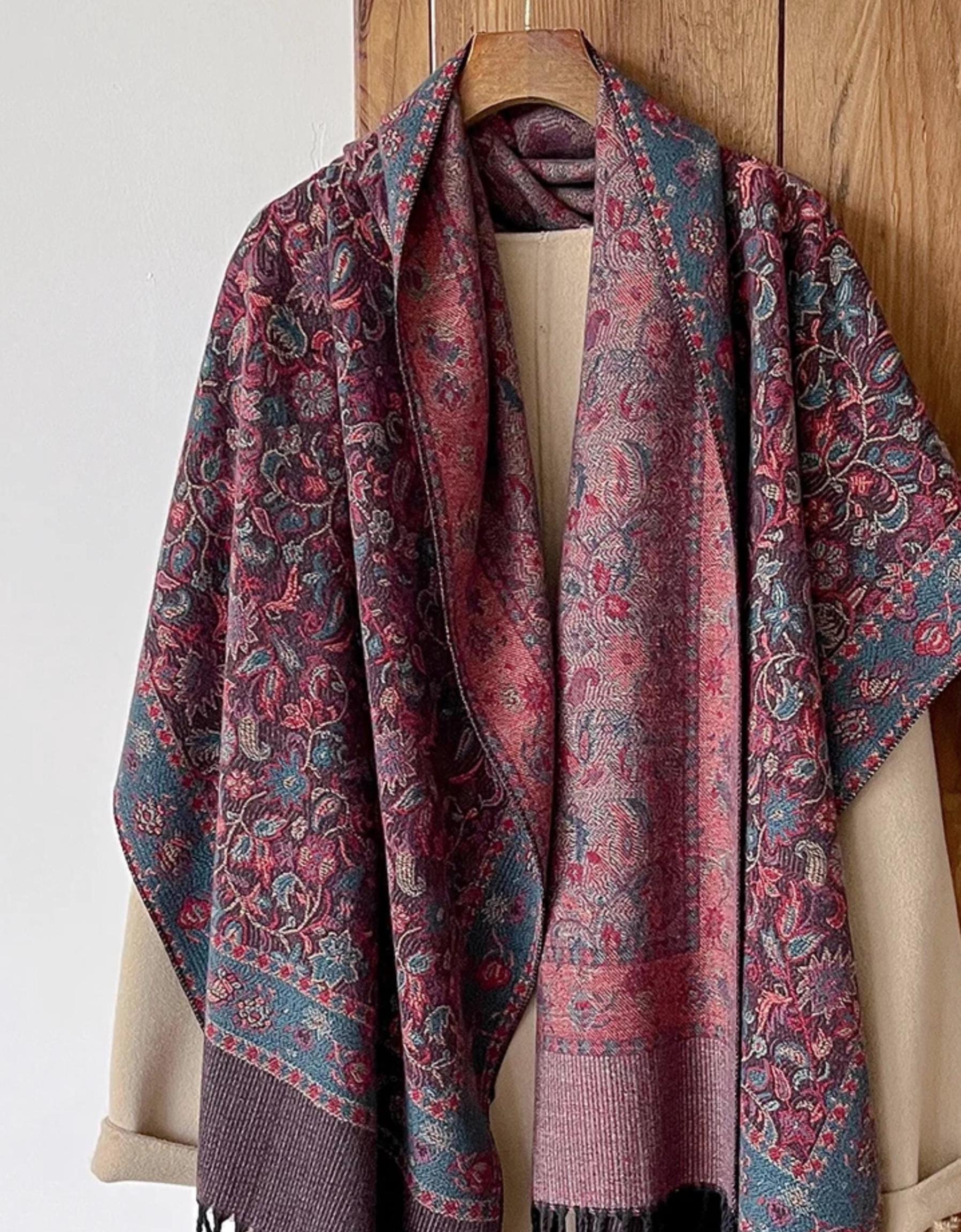Reversible Soft Pashmina Shawl & Scarf for Women, Jacquard Brocade, Shawl, Sarong or Head Wraps
