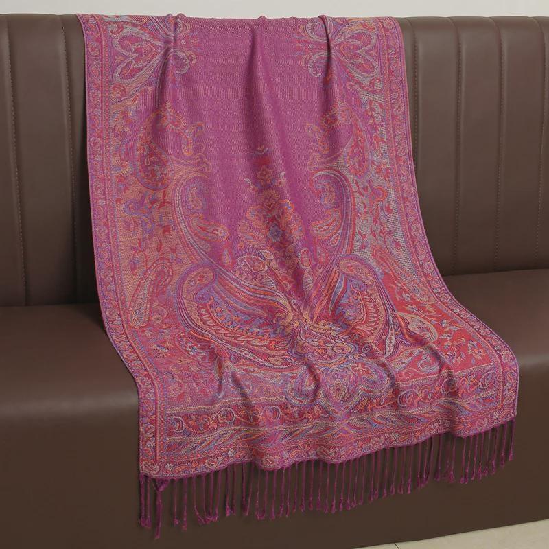 Reversible Soft Pashmina Shawl & Scarf for Women, Jacquard Brocade, Shawl, Sarong or Head Wraps