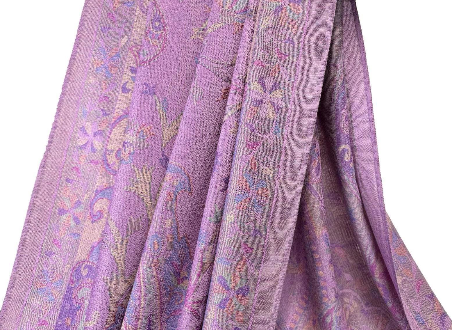 Reversible Soft Pashmina Shawl & Scarf for Women, Jacquard Brocade, Shawl, Sarong or Head Wraps