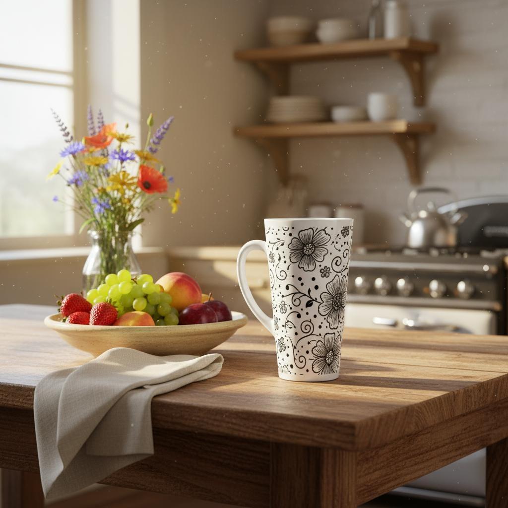 Latte 17oz Ceramic Mug - Coffee or Tea Cup, Extra Tall