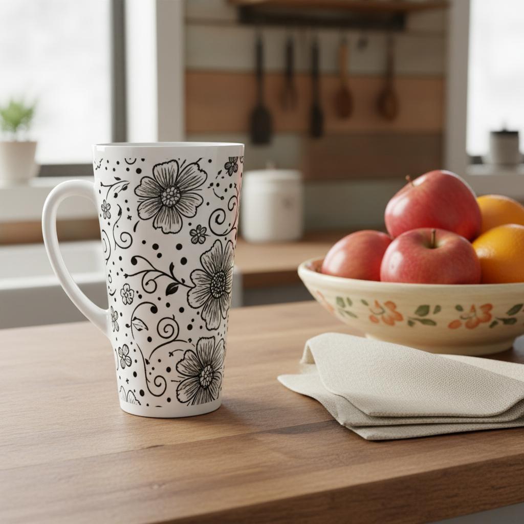 Latte 17oz Ceramic Mug - Coffee or Tea Cup, Extra Tall