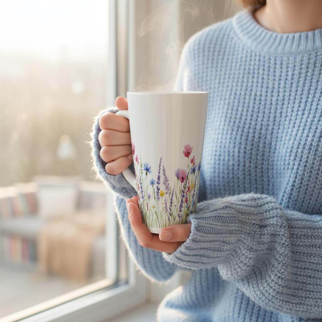 Latte 17oz Ceramic Mug - Coffee or Tea Cup, Extra Tall