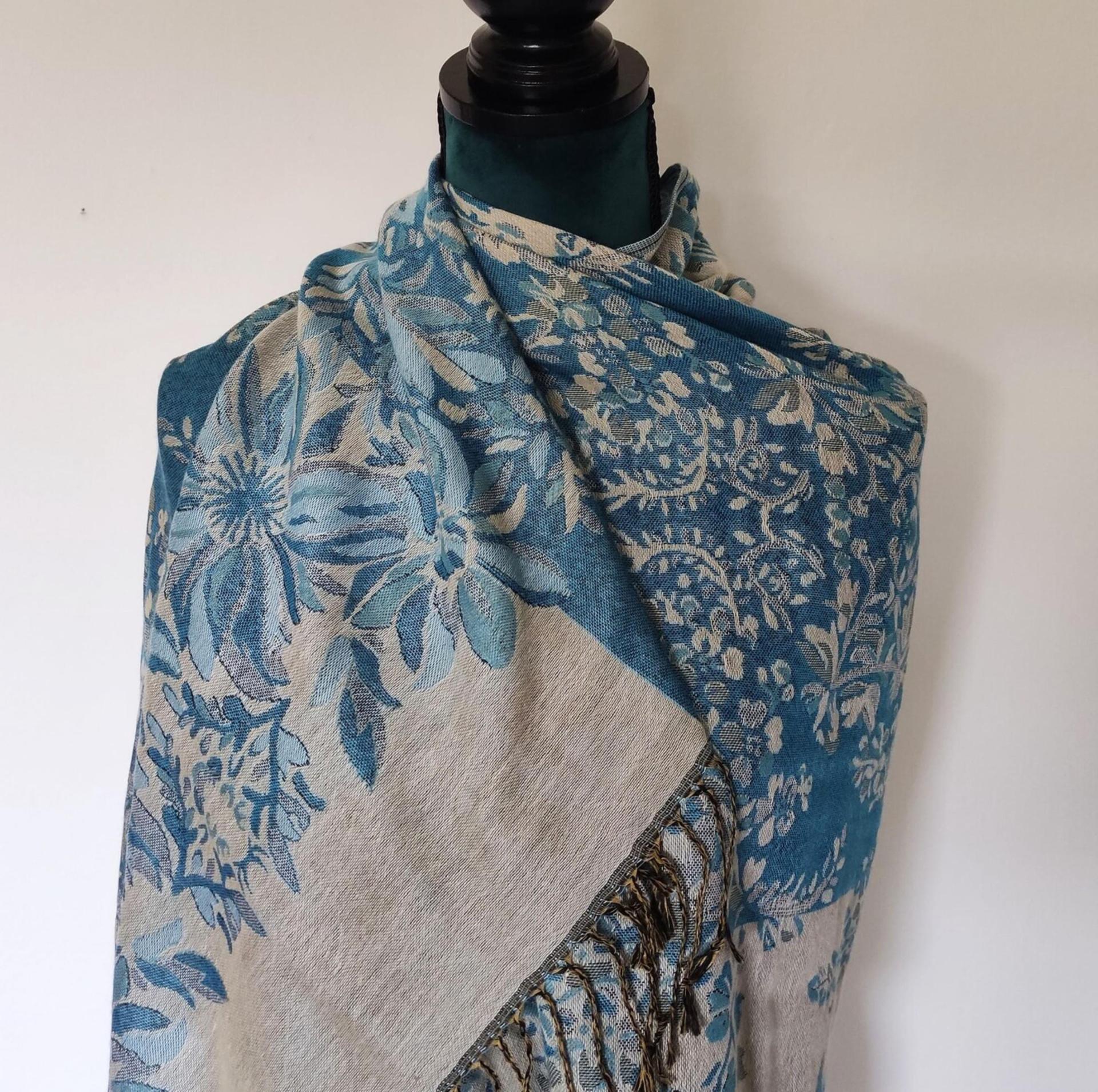 Reversible Soft Pashmina Shawl & Scarf for Women, Jacquard Brocade, Shawl, Sarong or Head Wraps