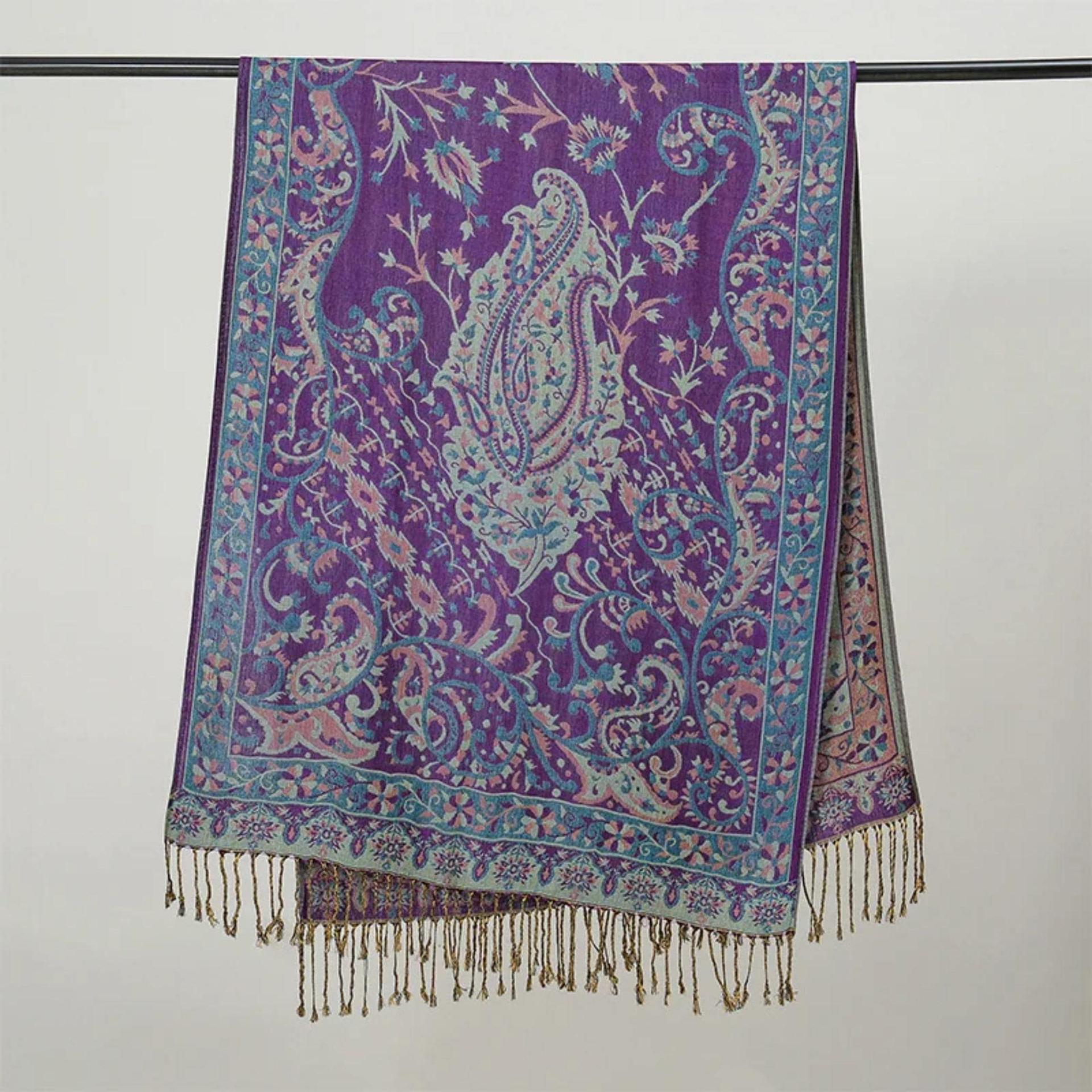 Reversible Soft Pashmina Shawl & Scarf for Women, Jacquard Brocade, Shawl, Sarong or Head Wraps