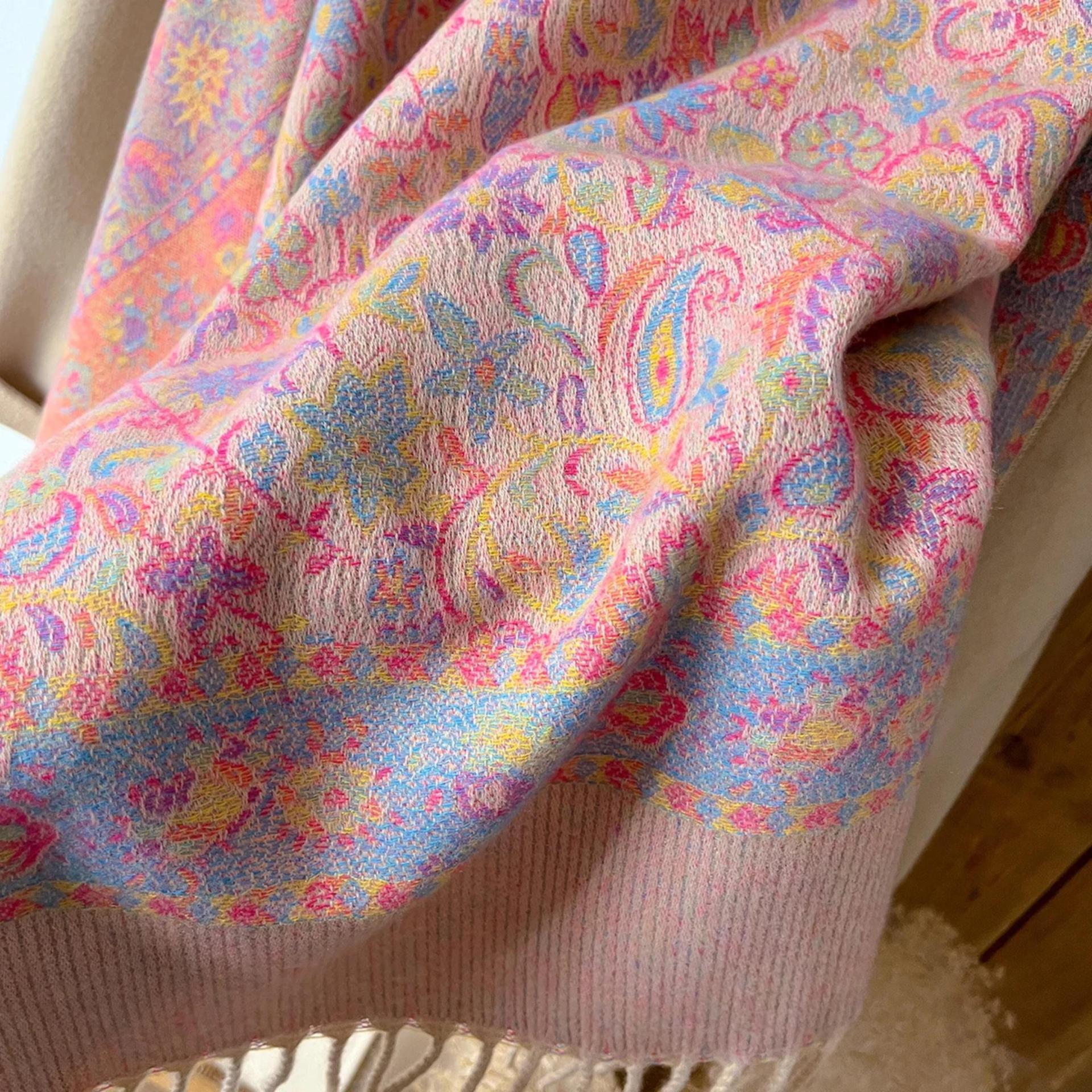 Reversible Soft Pashmina Shawl & Scarf for Women, Jacquard Brocade, Shawl, Sarong or Head Wraps