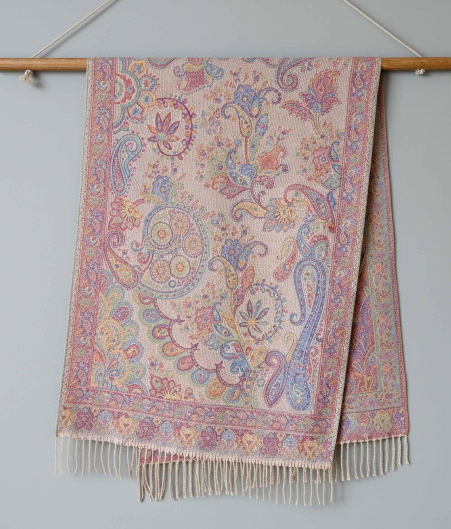 Reversible Soft Pashmina Shawl & Scarf for Women, Jacquard Brocade, Shawl, Sarong or Head Wraps