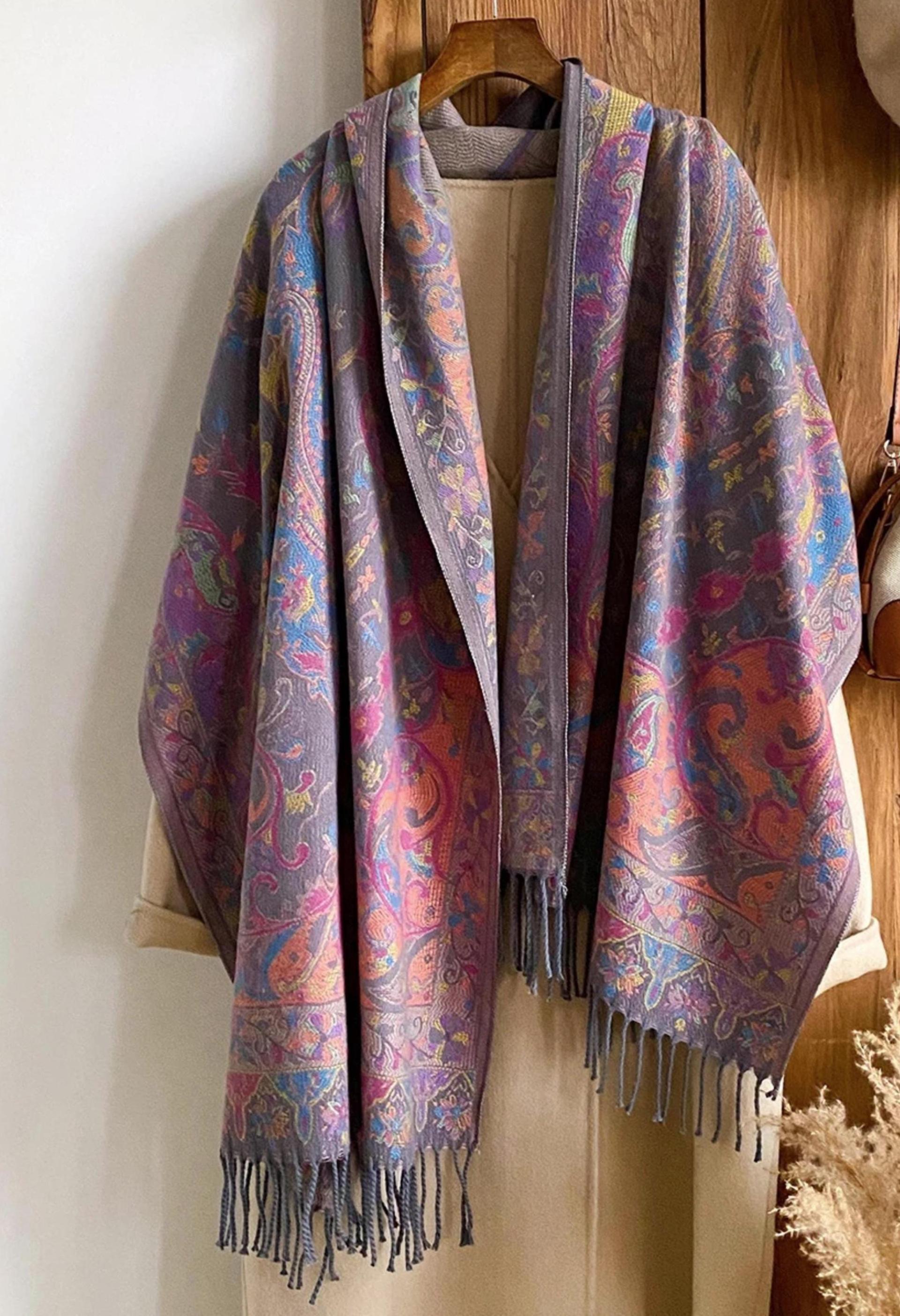 Soft Pashmina Shawl & Scarf for Women, Jacquard Brocade, Shawl, Sarong or Head Wraps