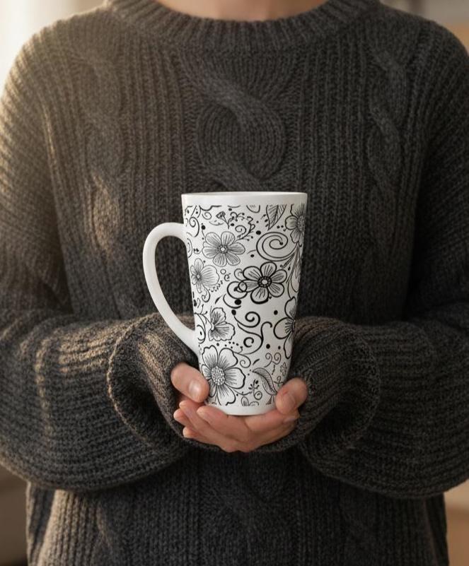 Latte 17oz Ceramic Mug - Coffee or Tea Cup, Extra Tall