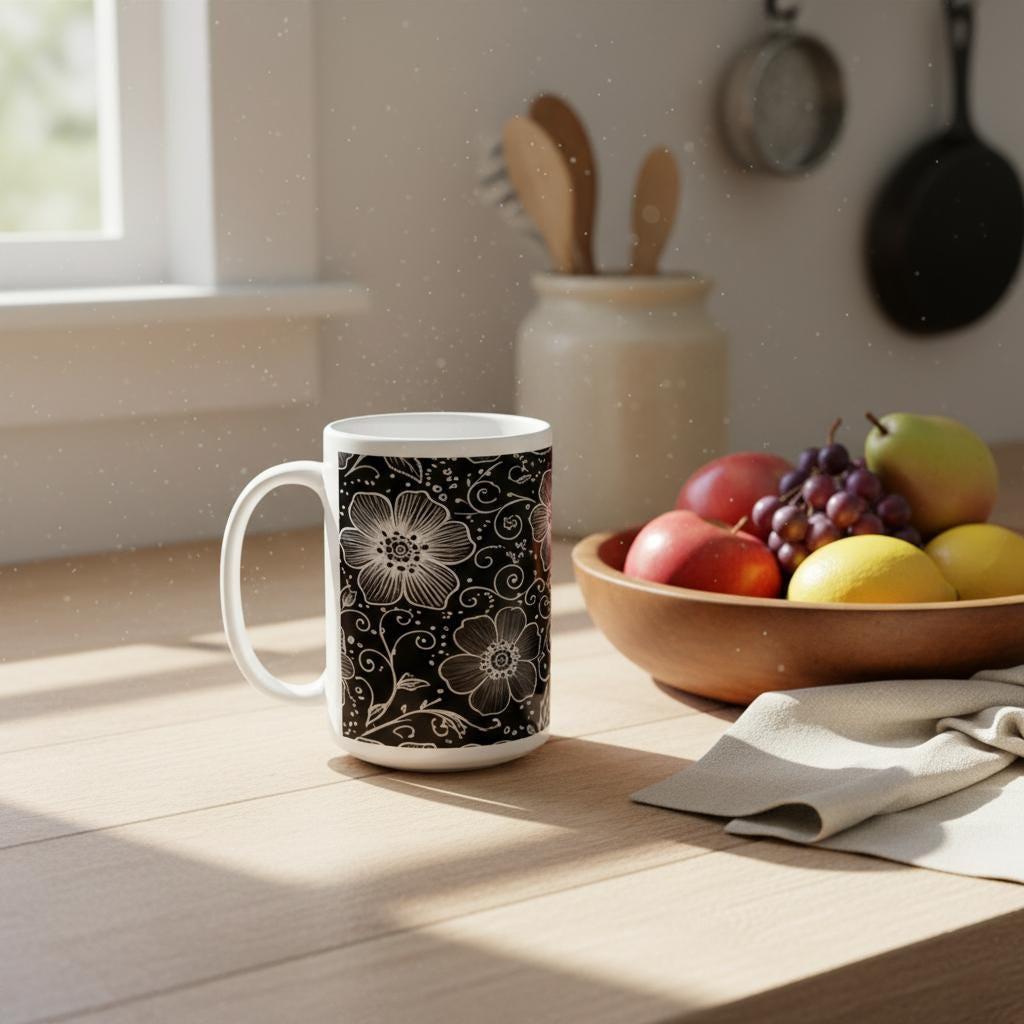 Floral Cups -  Large and Small Ceramic Mugs