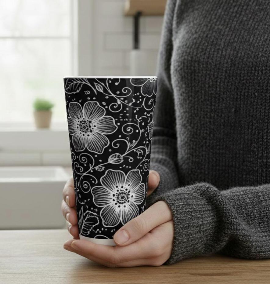 Latte 17oz Ceramic Mug - Coffee or Tea Cup, Extra Tall