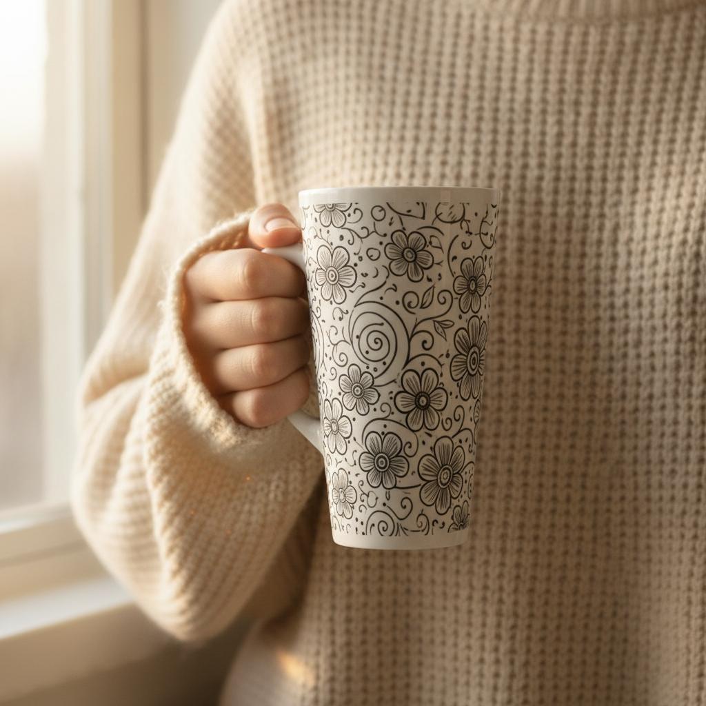 Latte 17oz Ceramic Mug - Coffee or Tea Cup, Extra Tall