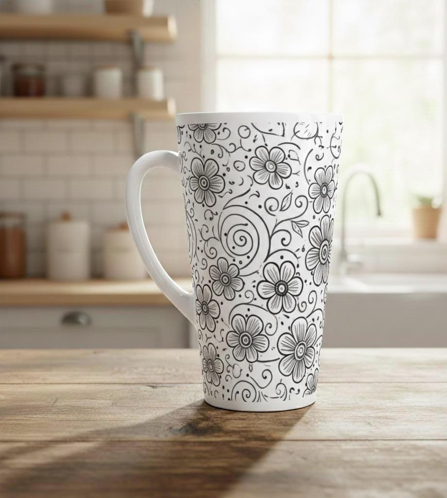 Latte 17oz Ceramic Mug - Coffee or Tea Cup, Extra Tall