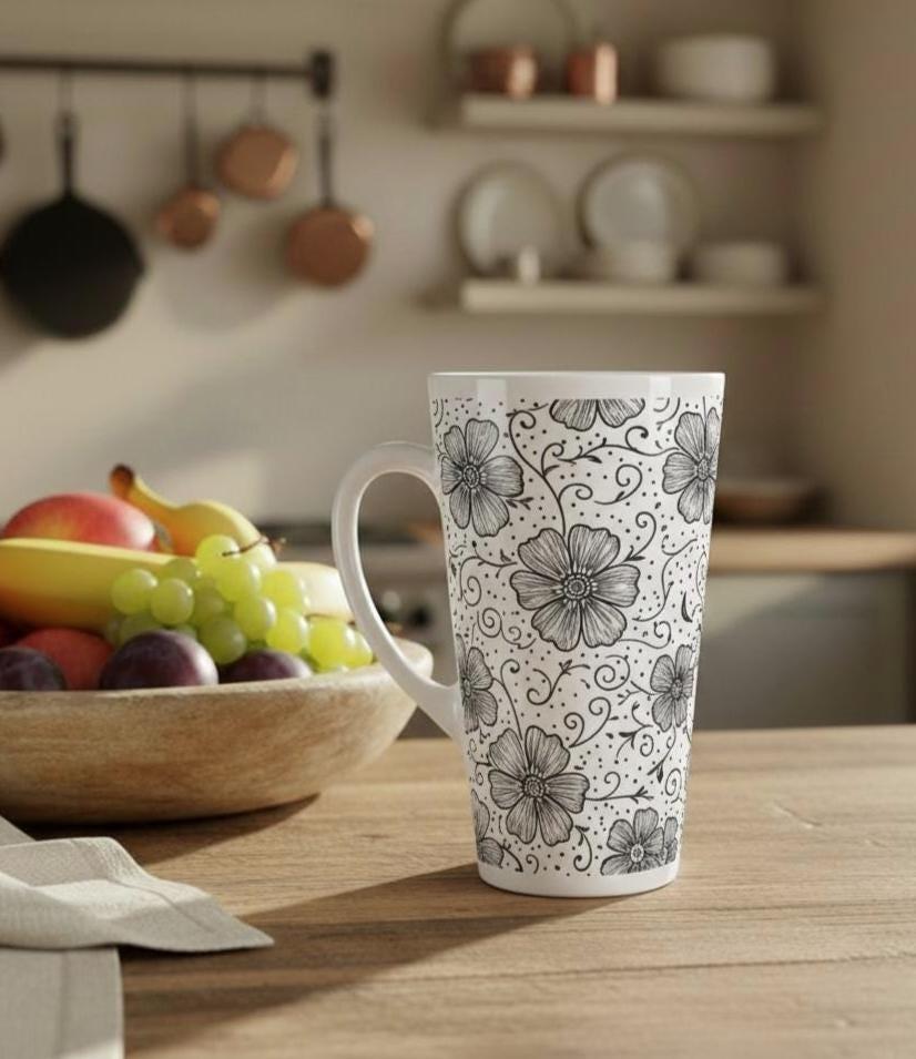 Latte 17oz Ceramic Mug - Coffee or Tea Cup, Extra Tall