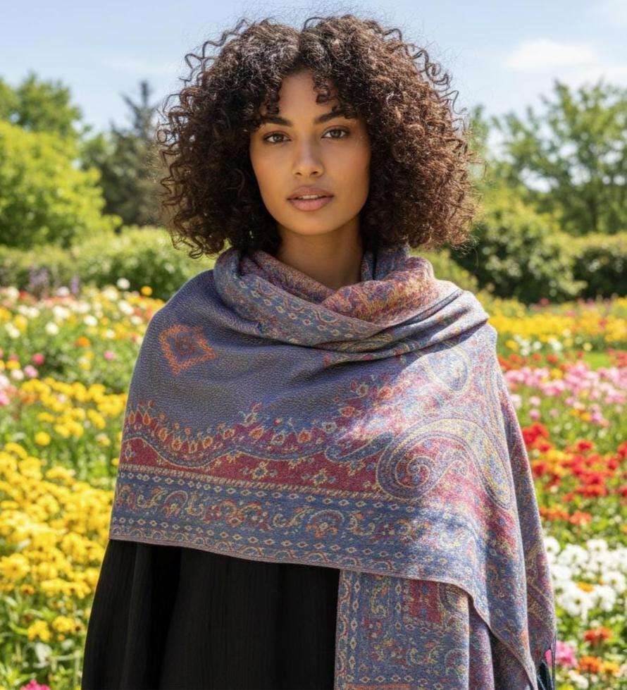 Soft Pashmina Shawl & Scarf for Women, Jacquard Brocade, Shawl, Sarong or Head Wraps