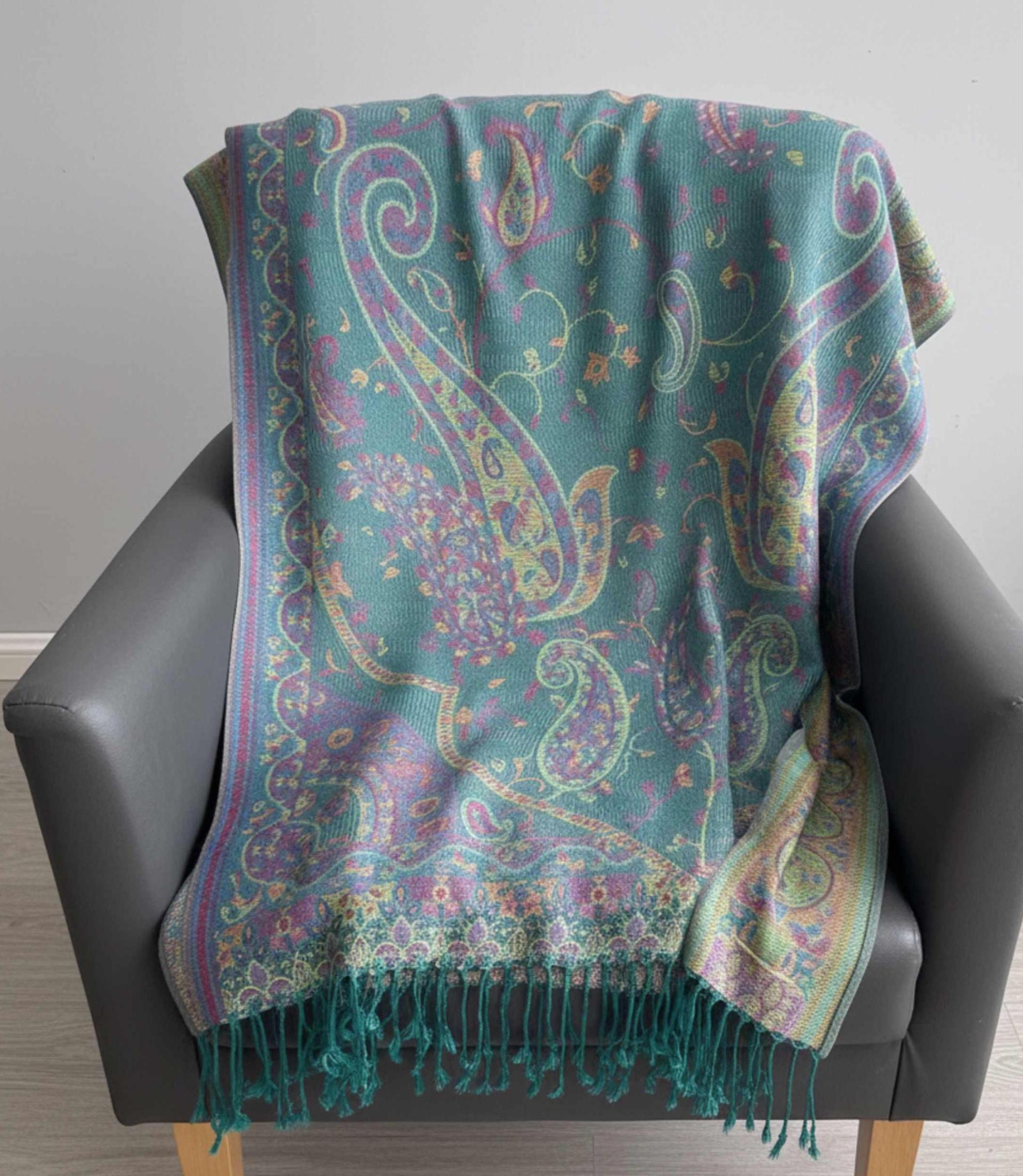Soft Pashmina Shawl & Scarf for Women, Jacquard Brocade, Shawl, Sarong or Head Wraps