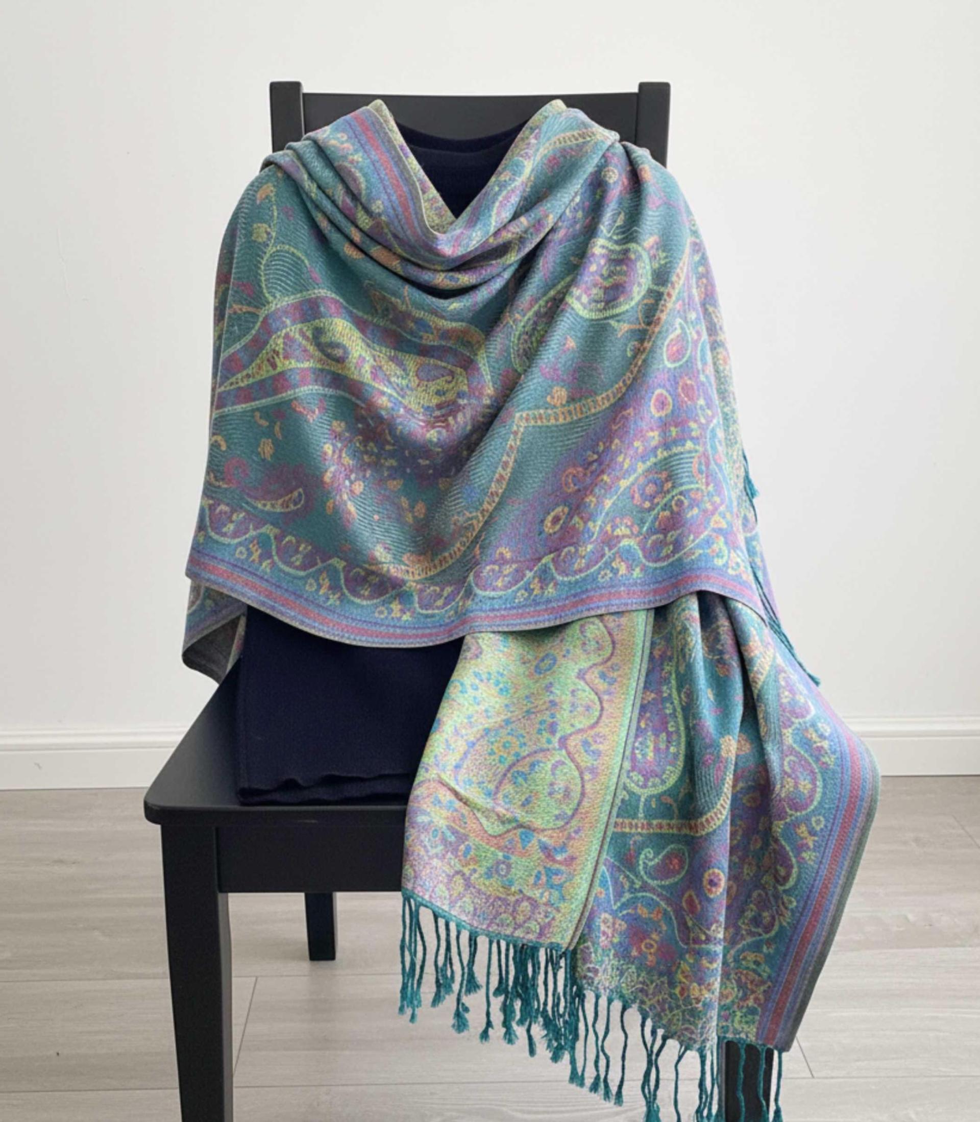 Soft Pashmina Shawl & Scarf for Women, Jacquard Brocade, Shawl, Sarong or Head Wraps