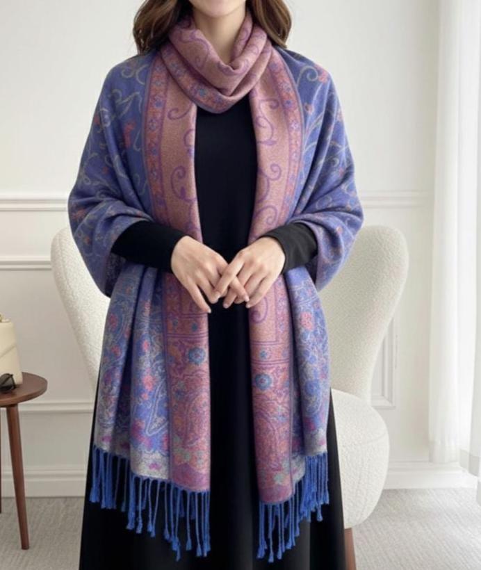 Soft Pashmina Shawl & Scarf for Women, Jacquard Brocade, Shawl, Sarong or Head Wraps