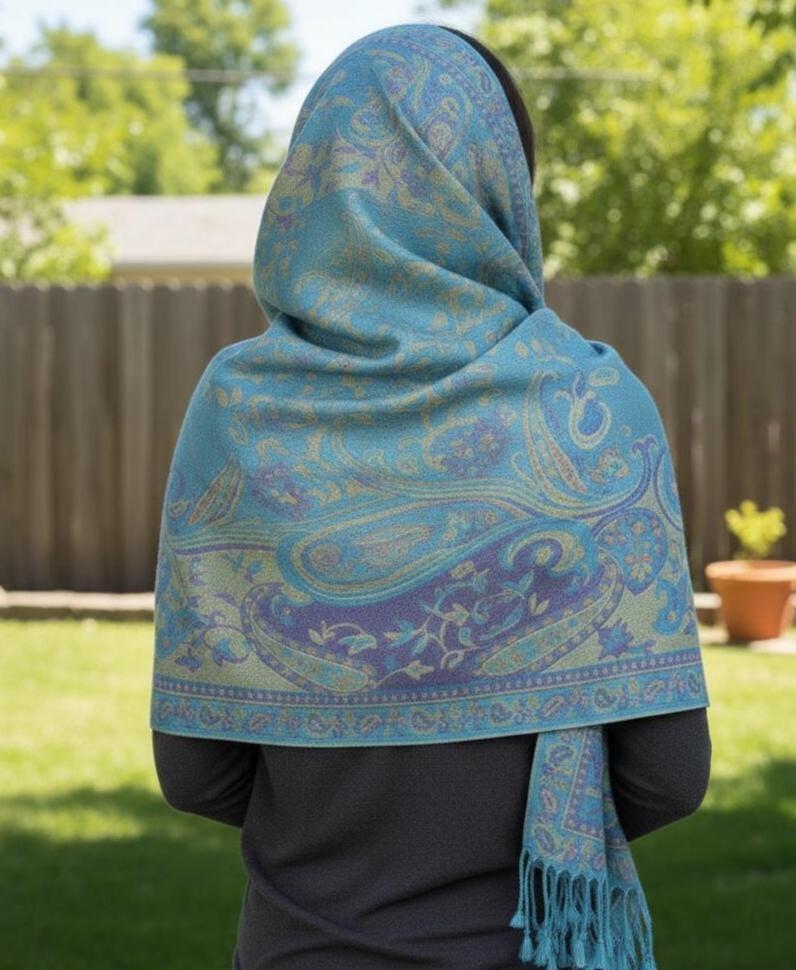 Soft Pashmina Shawl & Scarf for Women, Jacquard Brocade, Shawl, Sarong or Head Wraps
