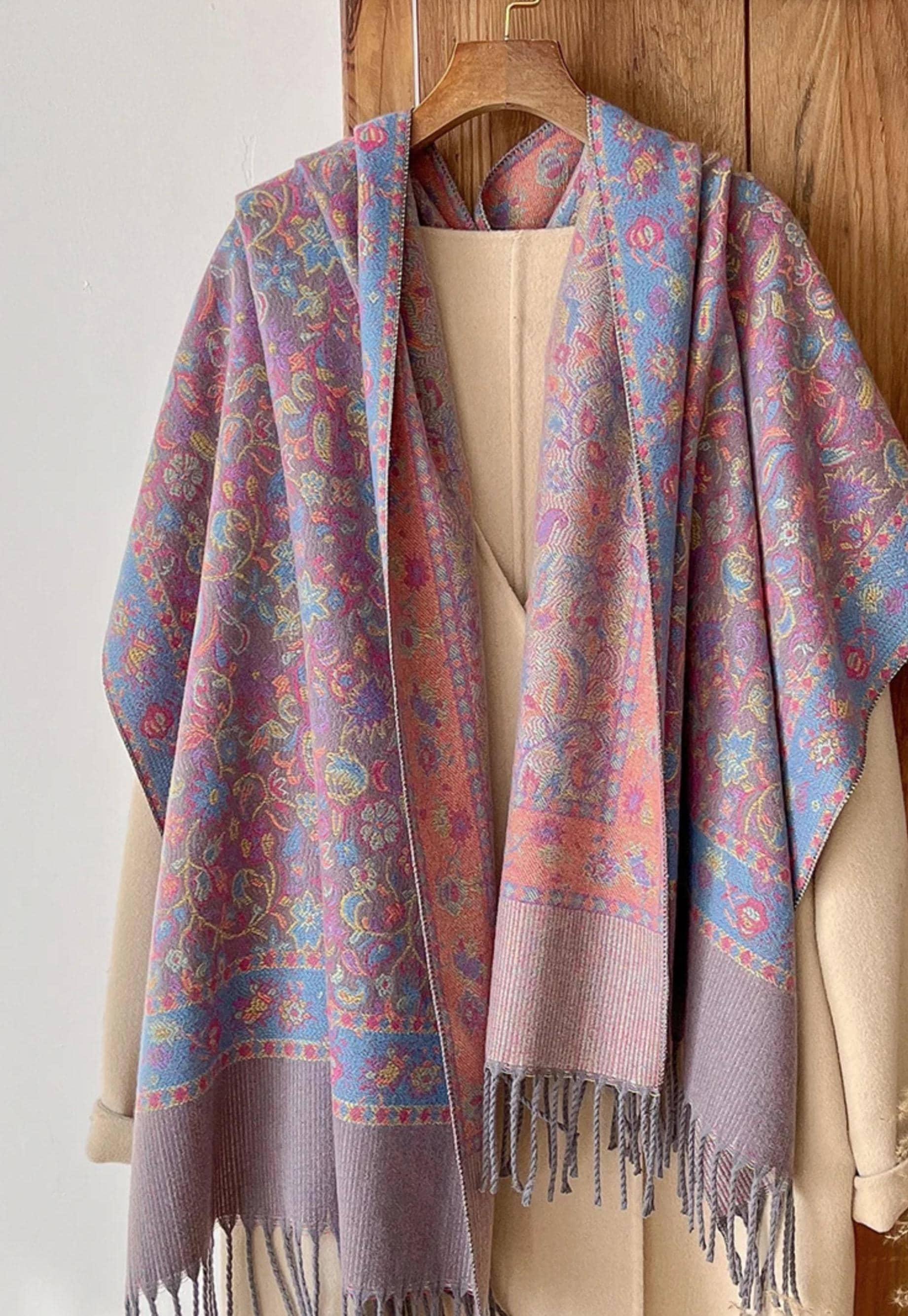 Reversible Soft Pashmina Shawl & Scarf for Women, Jacquard Brocade, Shawl, Sarong or Head Wraps