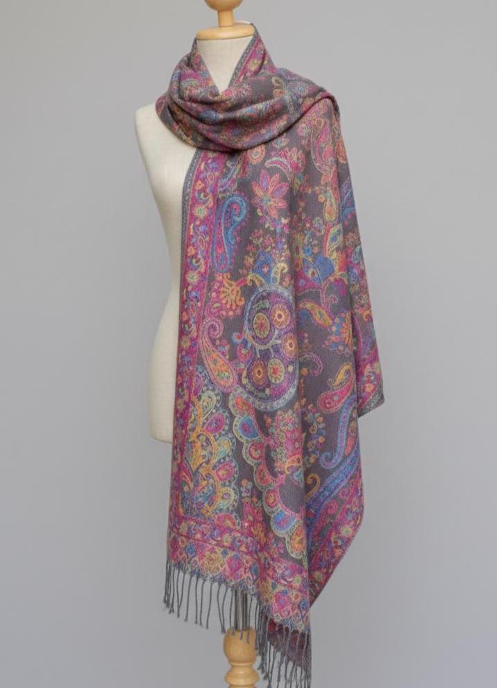 Reversible Soft Pashmina Shawl & Scarf for Women, Jacquard Brocade, Shawl, Sarong or Head Wraps