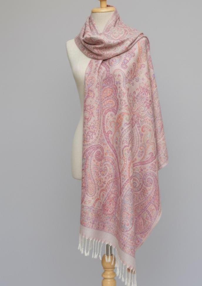 Soft Pashmina Shawl & Scarf for Women, Jacquard Brocade, Shawl, Sarong or Head Wraps
