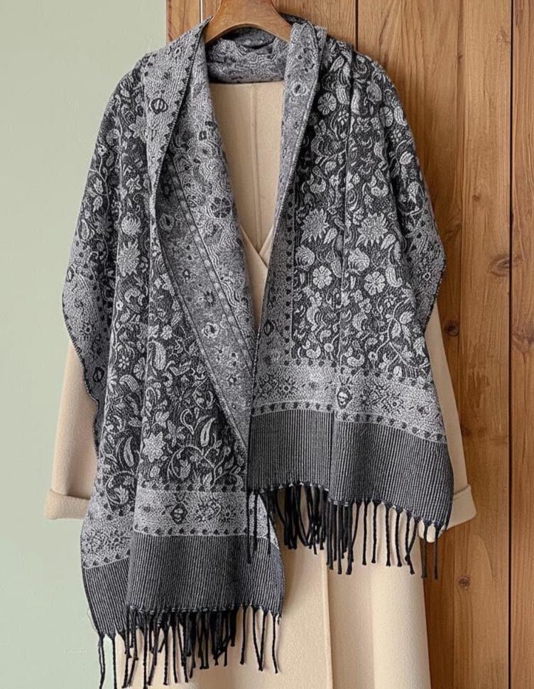 Reversible Soft Pashmina Shawl & Scarf for Women, Jacquard Brocade, Shawl, Sarong or Head Wraps