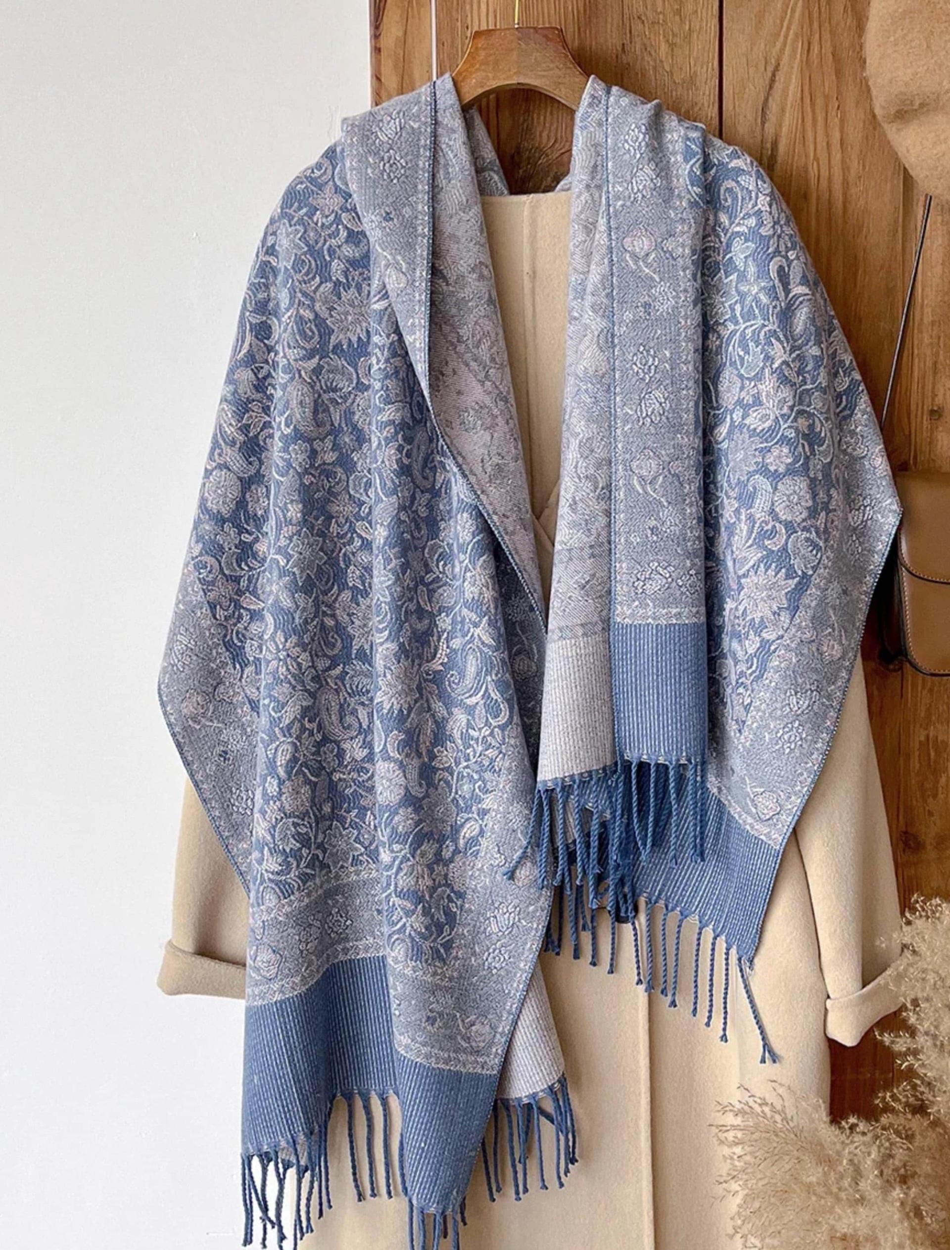 Reversible Soft Pashmina Shawl & Scarf for Women, Jacquard Brocade, Shawl, Sarong or Head Wraps