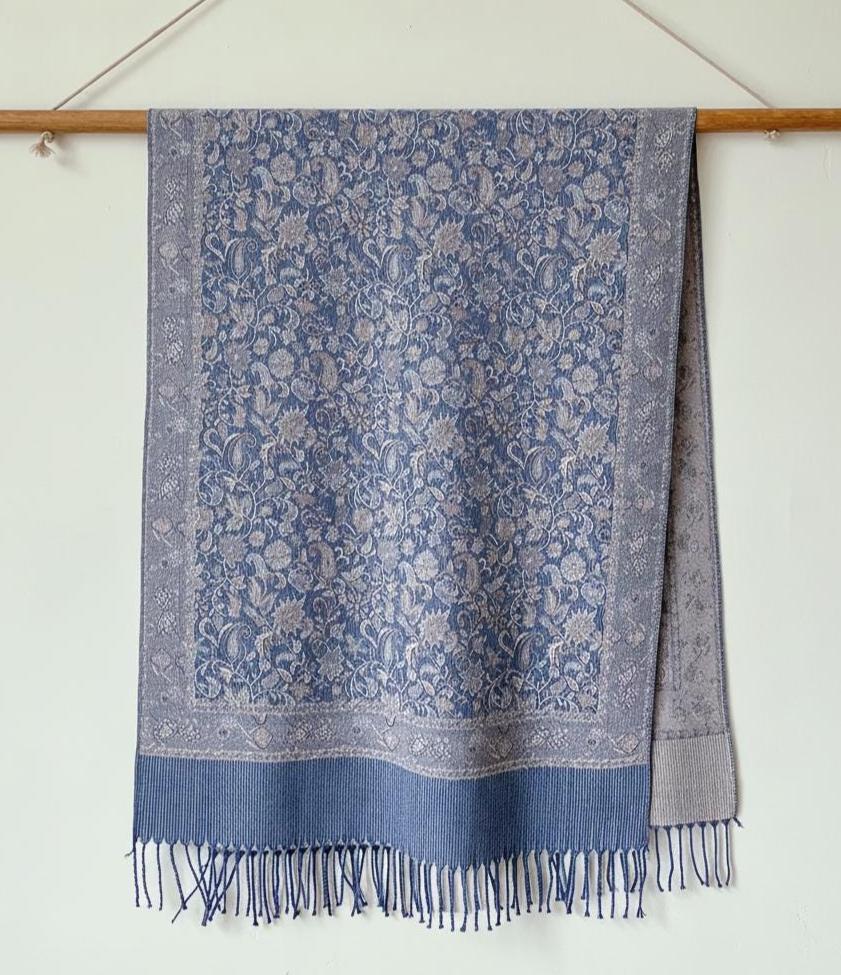 Reversible Soft Pashmina Shawl & Scarf for Women, Jacquard Brocade, Shawl, Sarong or Head Wraps