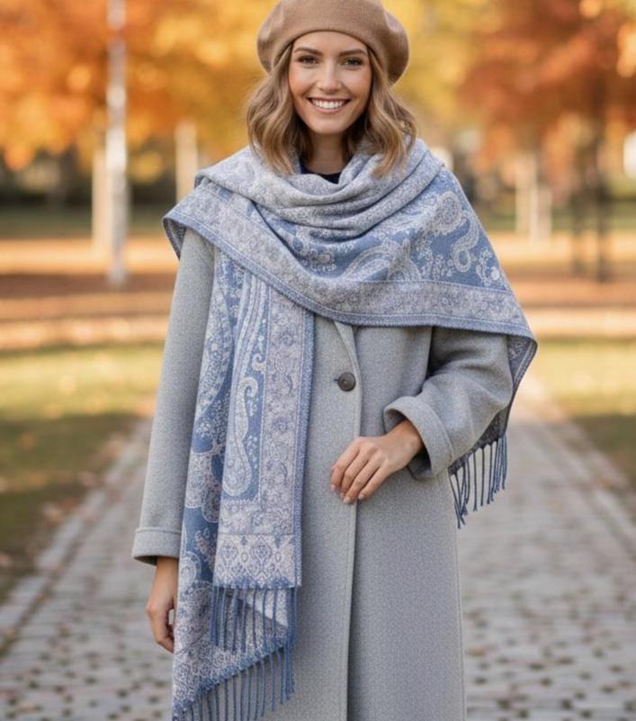 Reversible Soft Pashmina Shawl & Scarf for Women, Jacquard Brocade, Shawl, Sarong or Head Wraps