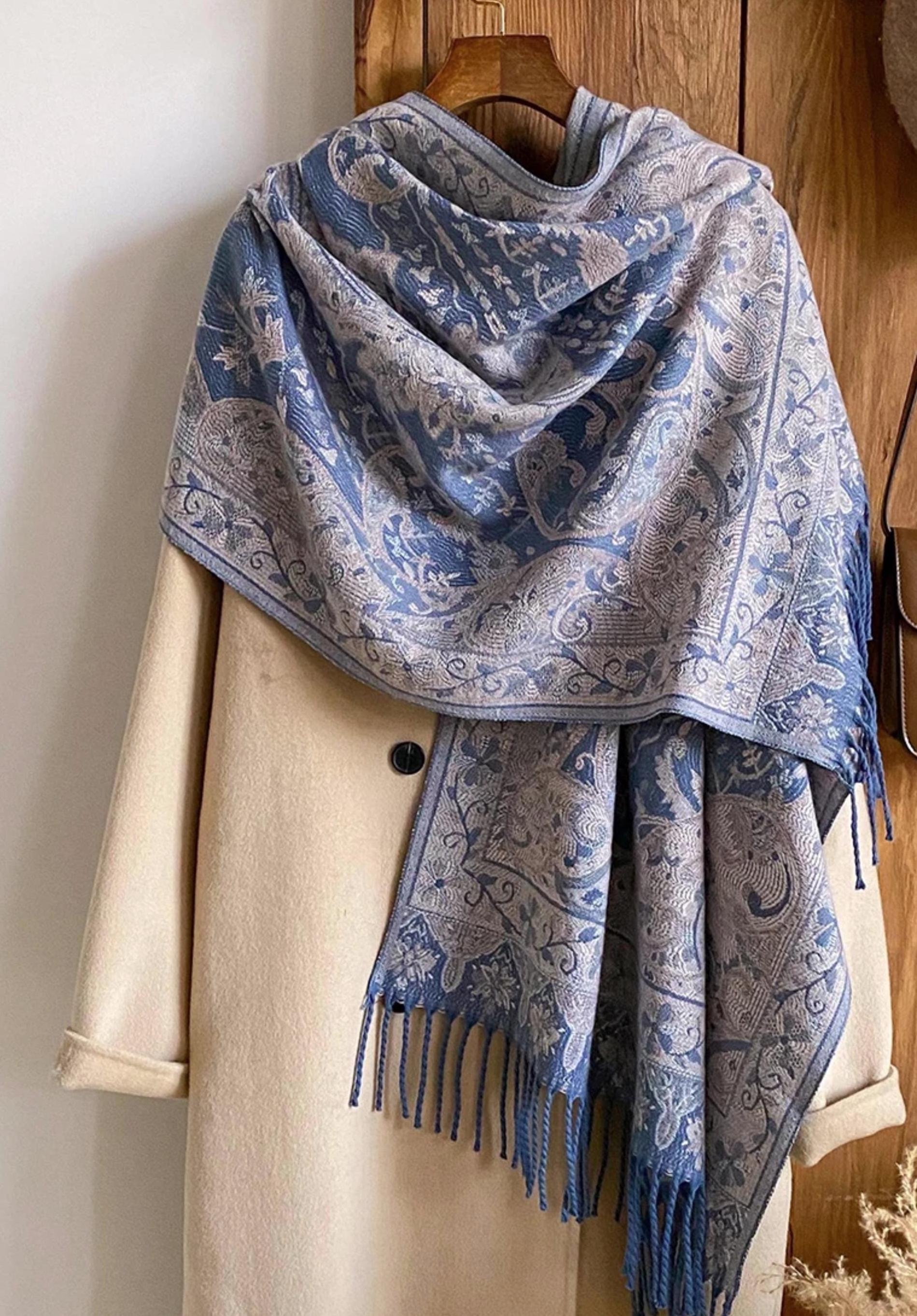 Reversible Soft Pashmina Shawl & Scarf for Women, Jacquard Brocade, Shawl, Sarong or Head Wraps