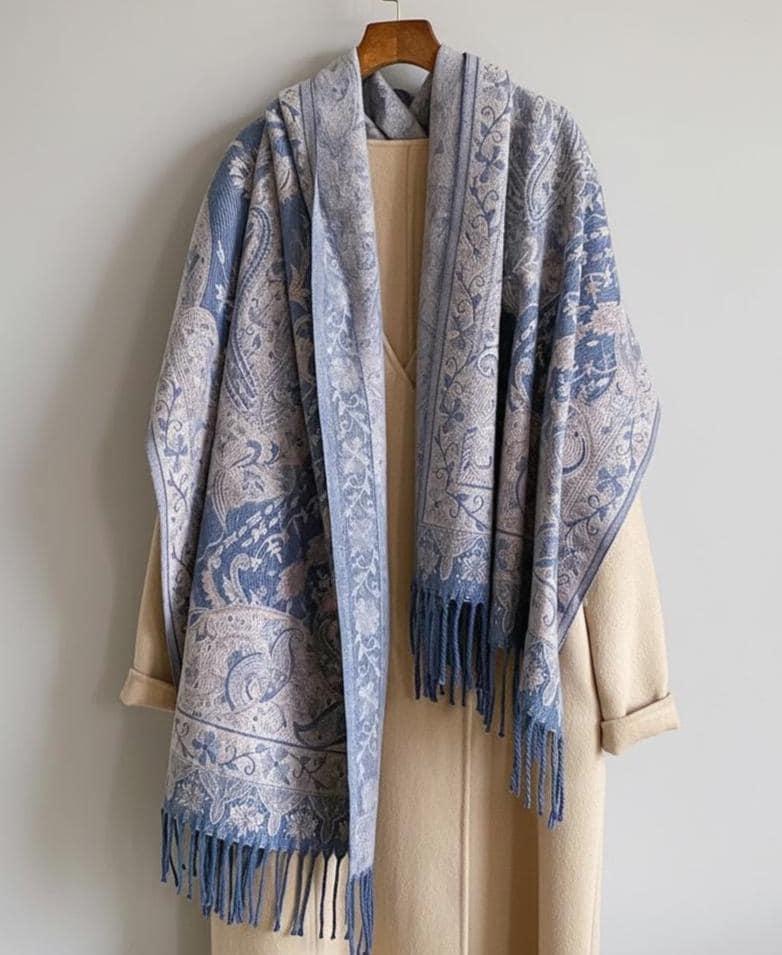Reversible Soft Pashmina Shawl & Scarf for Women, Jacquard Brocade, Shawl, Sarong or Head Wraps