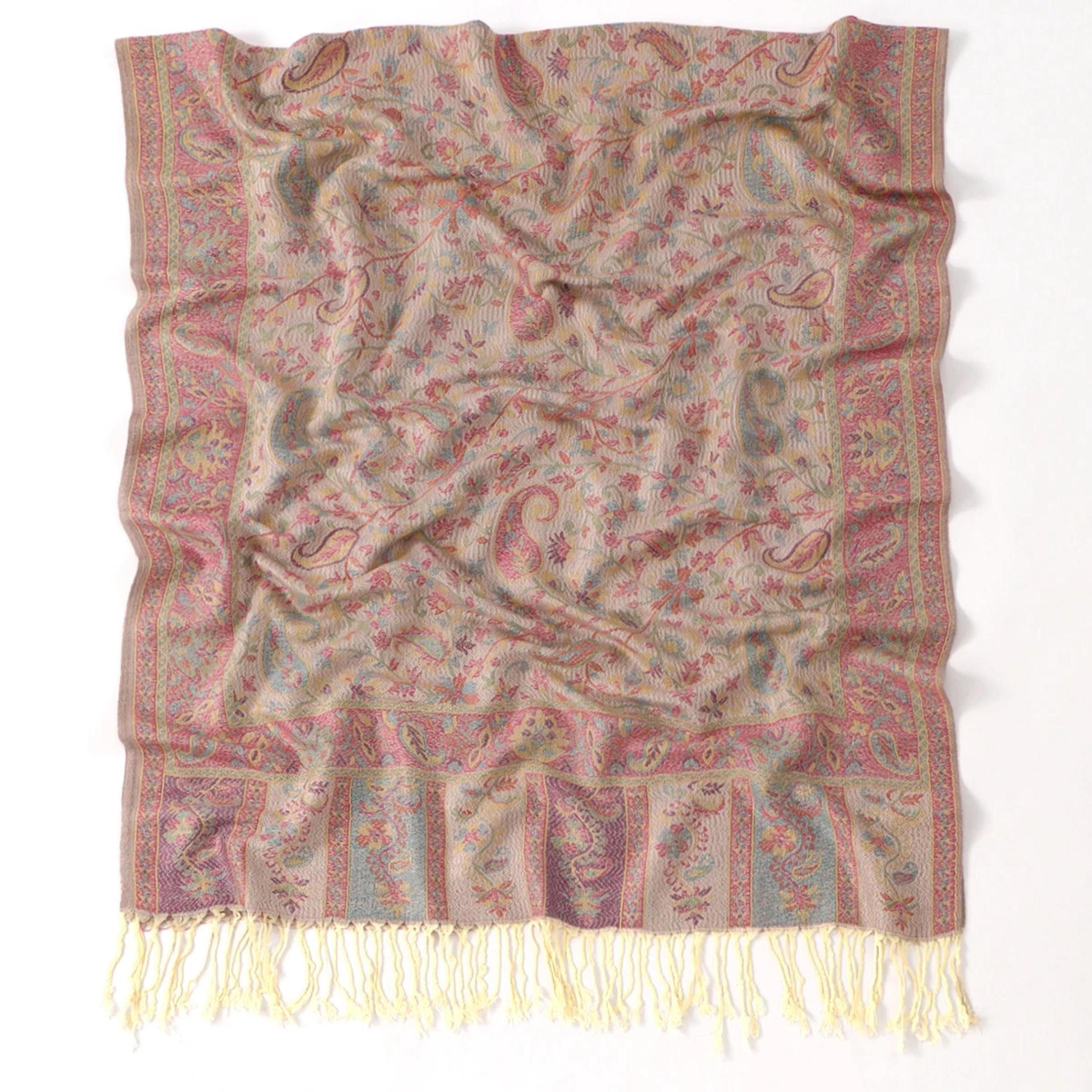 Soft Pashmina Shawl & Scarf for Women, Jacquard Brocade, Shawl, Sarong or Head Wraps