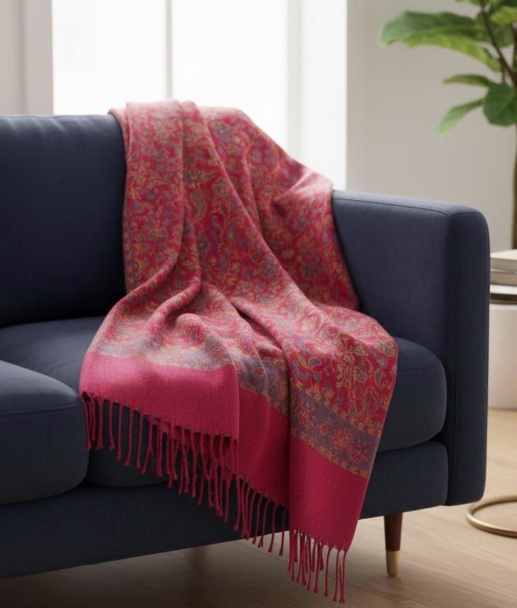 Reversible Soft Pashmina Shawl & Scarf for Women, Jacquard Brocade, Shawl, Sarong or Head Wraps