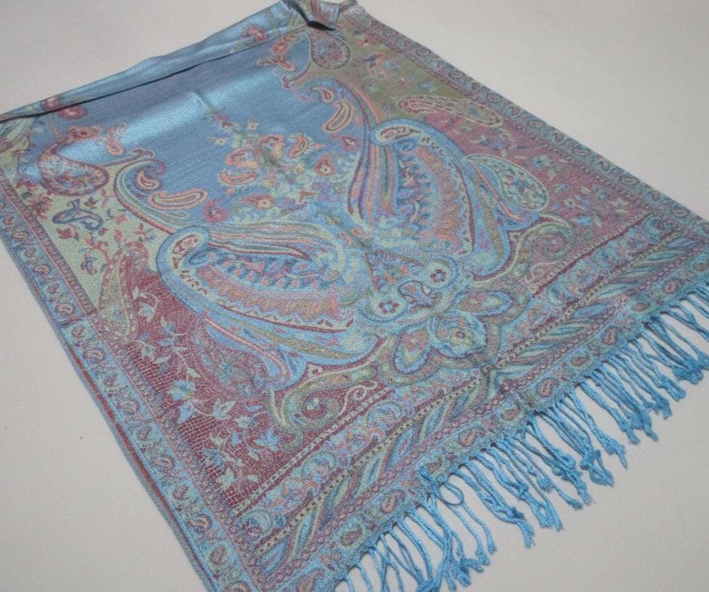 Soft Pashmina Shawl & Scarf for Women, Jacquard Brocade, Shawl, Sarong or Head Wraps