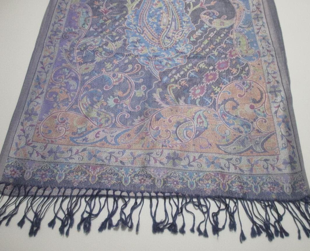 Reversible Soft Pashmina Shawl & Scarf for Women, Jacquard Brocade, Shawl, Sarong or Head Wraps