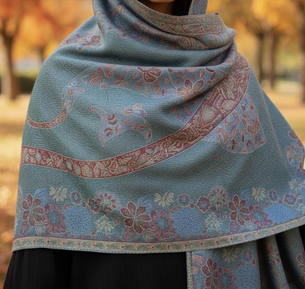 Soft Pashmina Shawl & Scarf for Women, Jacquard Brocade, Shawl, Sarong or Head Wraps