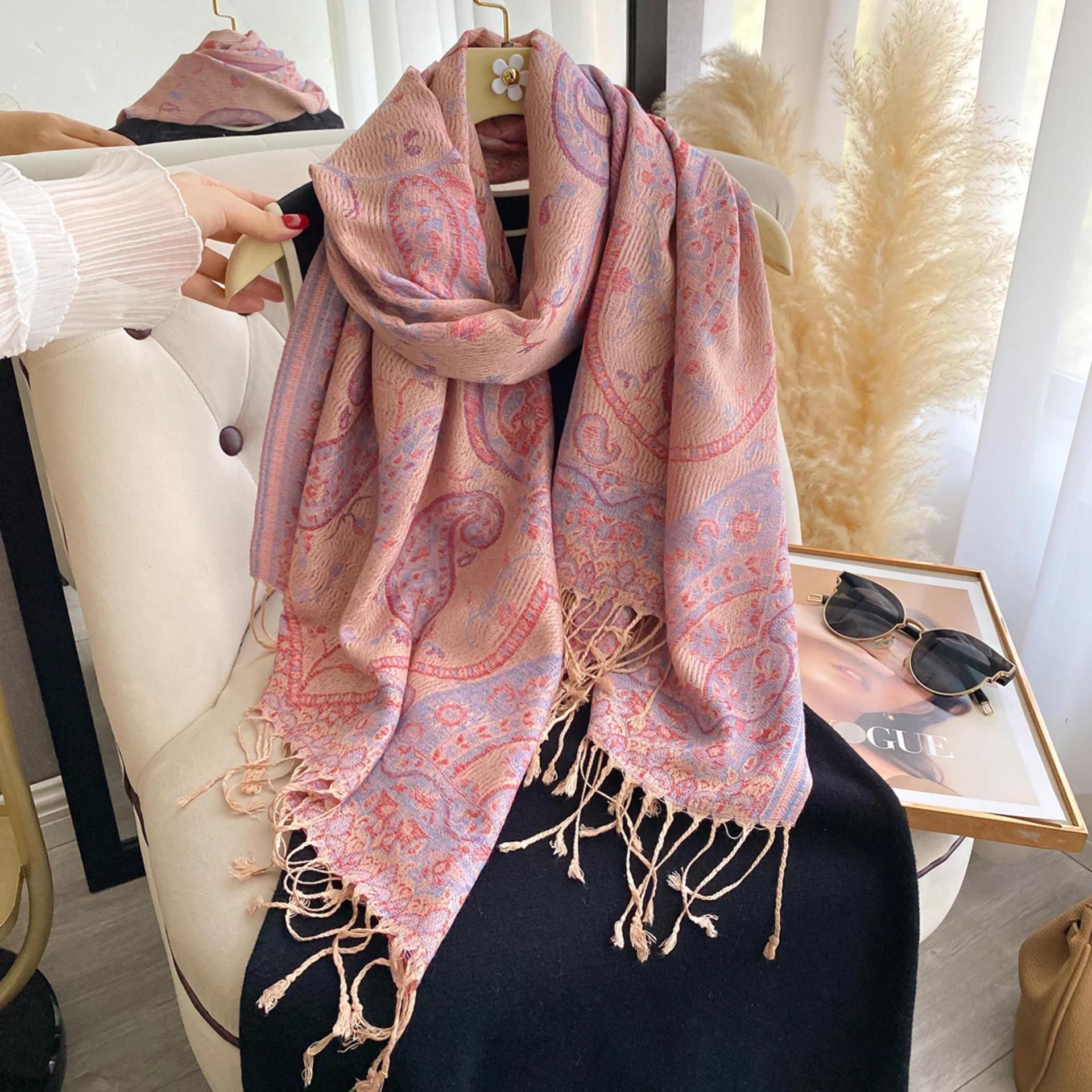 Soft Pashmina Shawl & Scarf for Women, Jacquard Brocade, Shawl, Sarong or Head Wraps