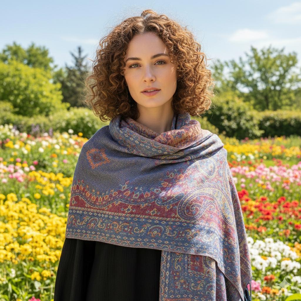 Soft Pashmina Shawl & Scarf for Women, Jacquard Brocade, Shawl, Sarong or Head Wraps