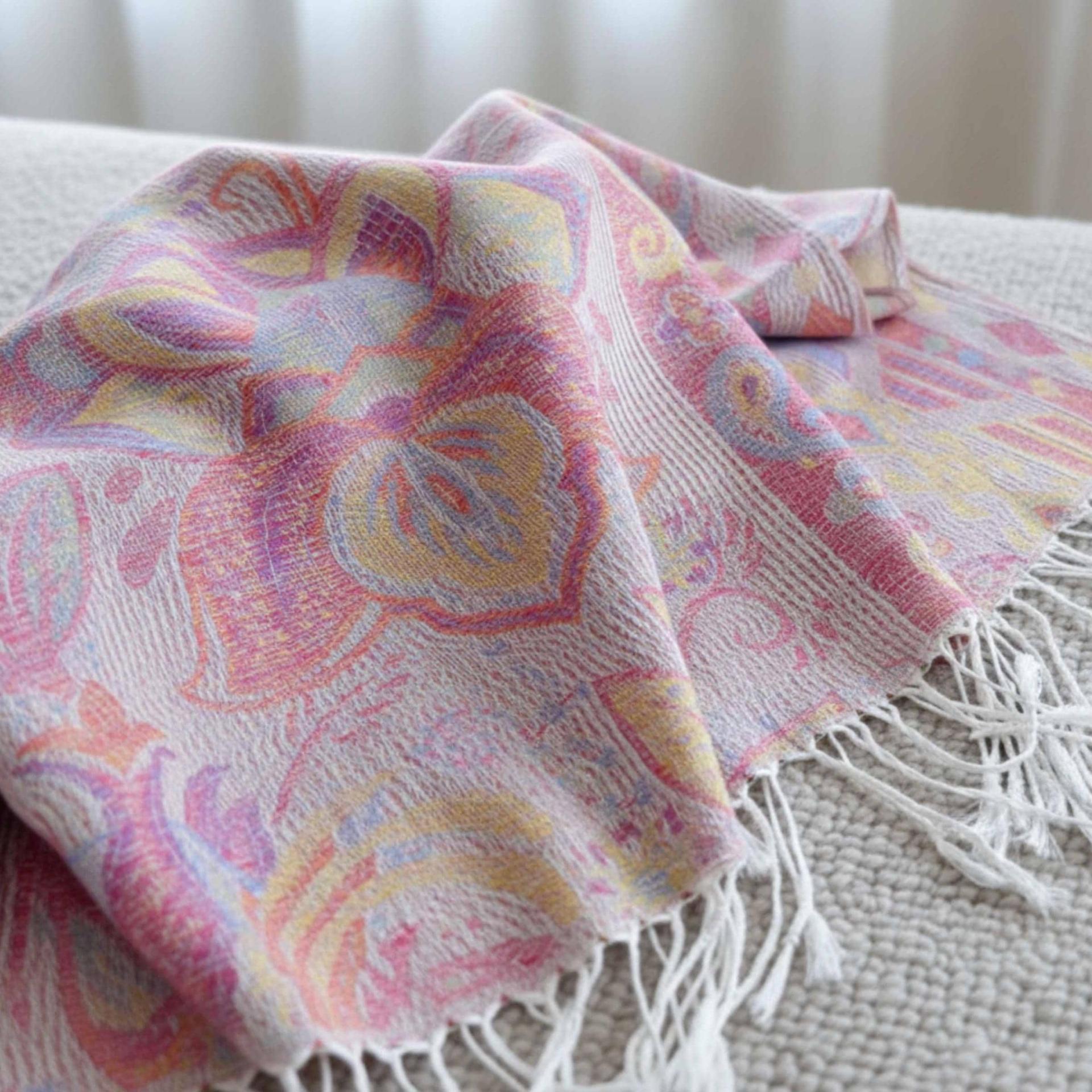 Soft Pashmina Shawl & Scarf for Women, Jacquard Brocade, Shawl, Sarong or Head Wraps